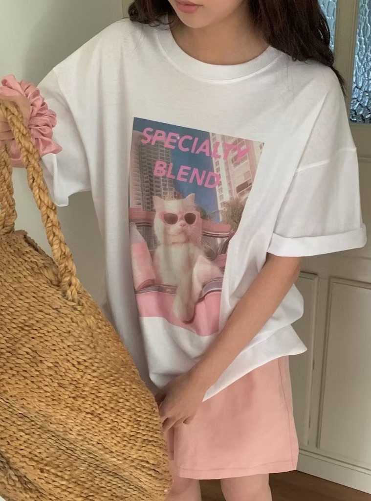🛒墨鏡貓咪寬鬆棉T