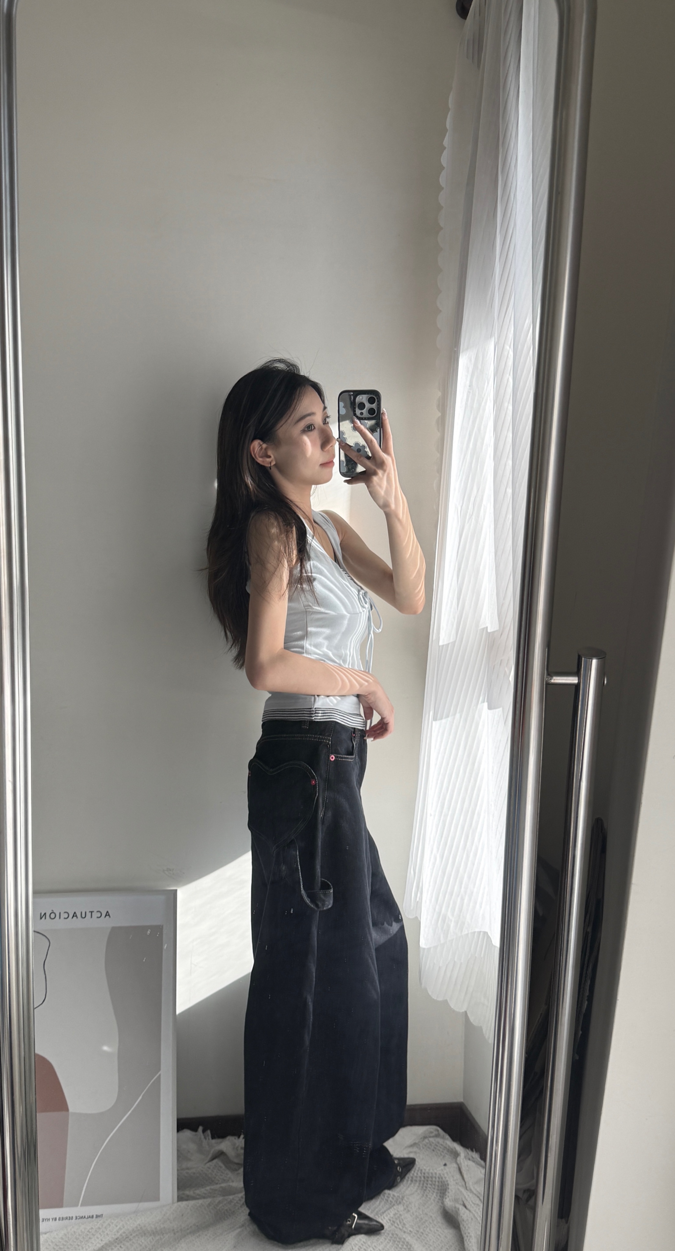 🛒重工愛心口袋牛仔彎刀褲