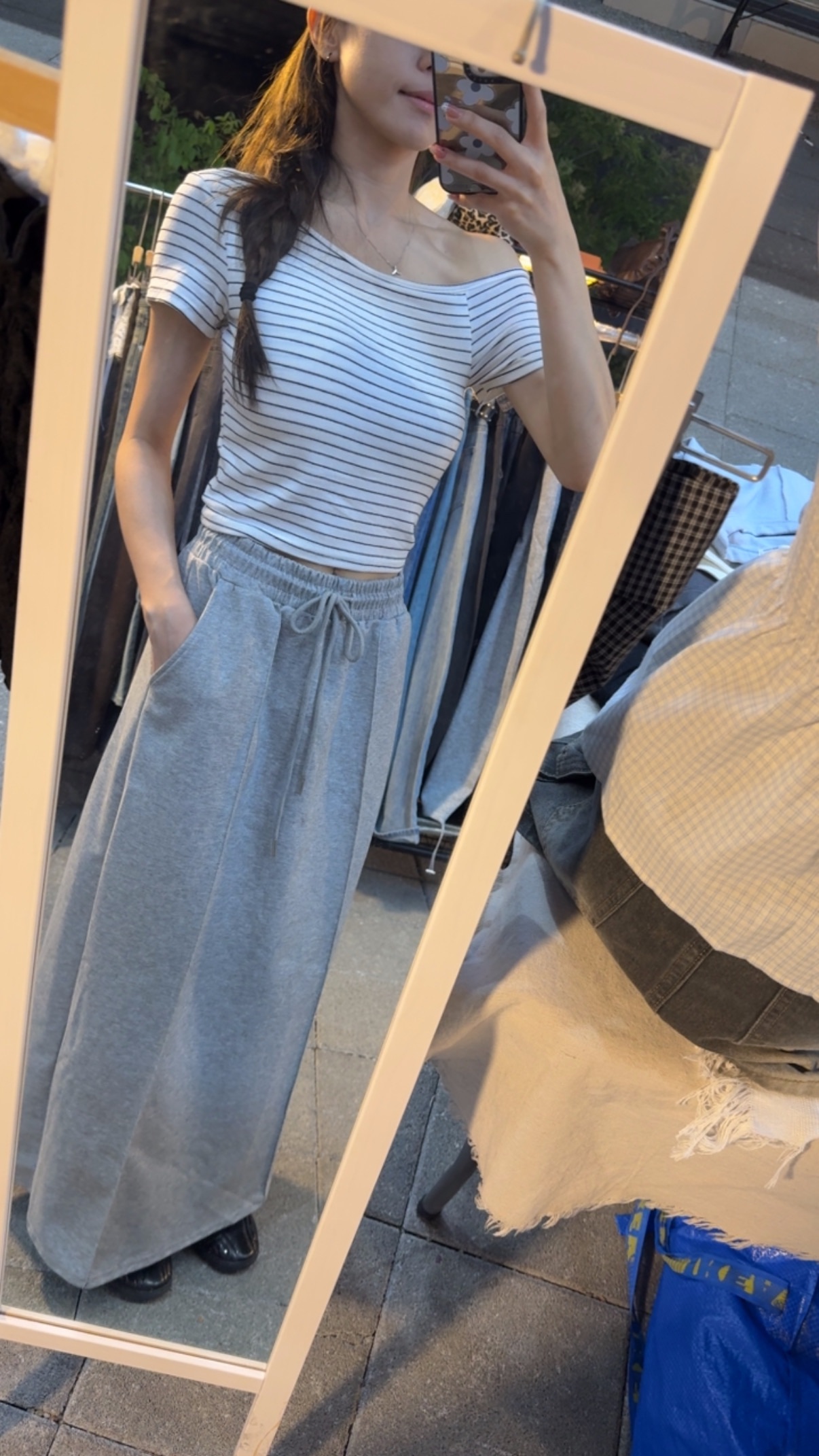 🛒立體車線後開衩太空棉裙
