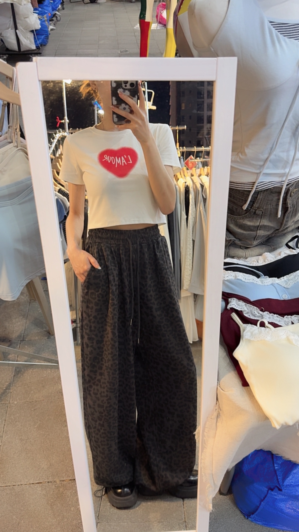 ✨熱銷回歸🛒大彈力鬆緊豹紋寬褲
