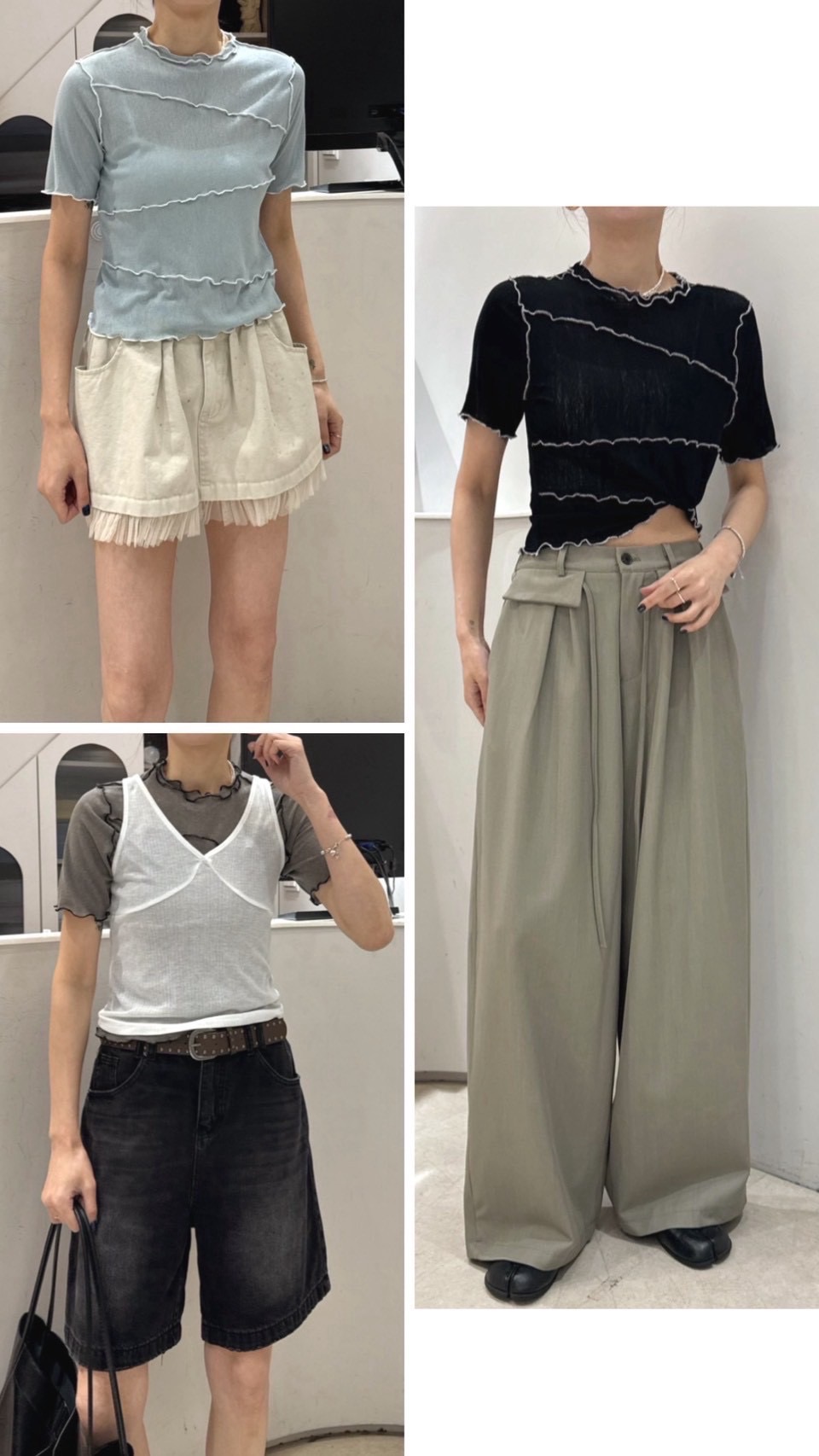 🛒撞色滾邊透紗親膚上衣