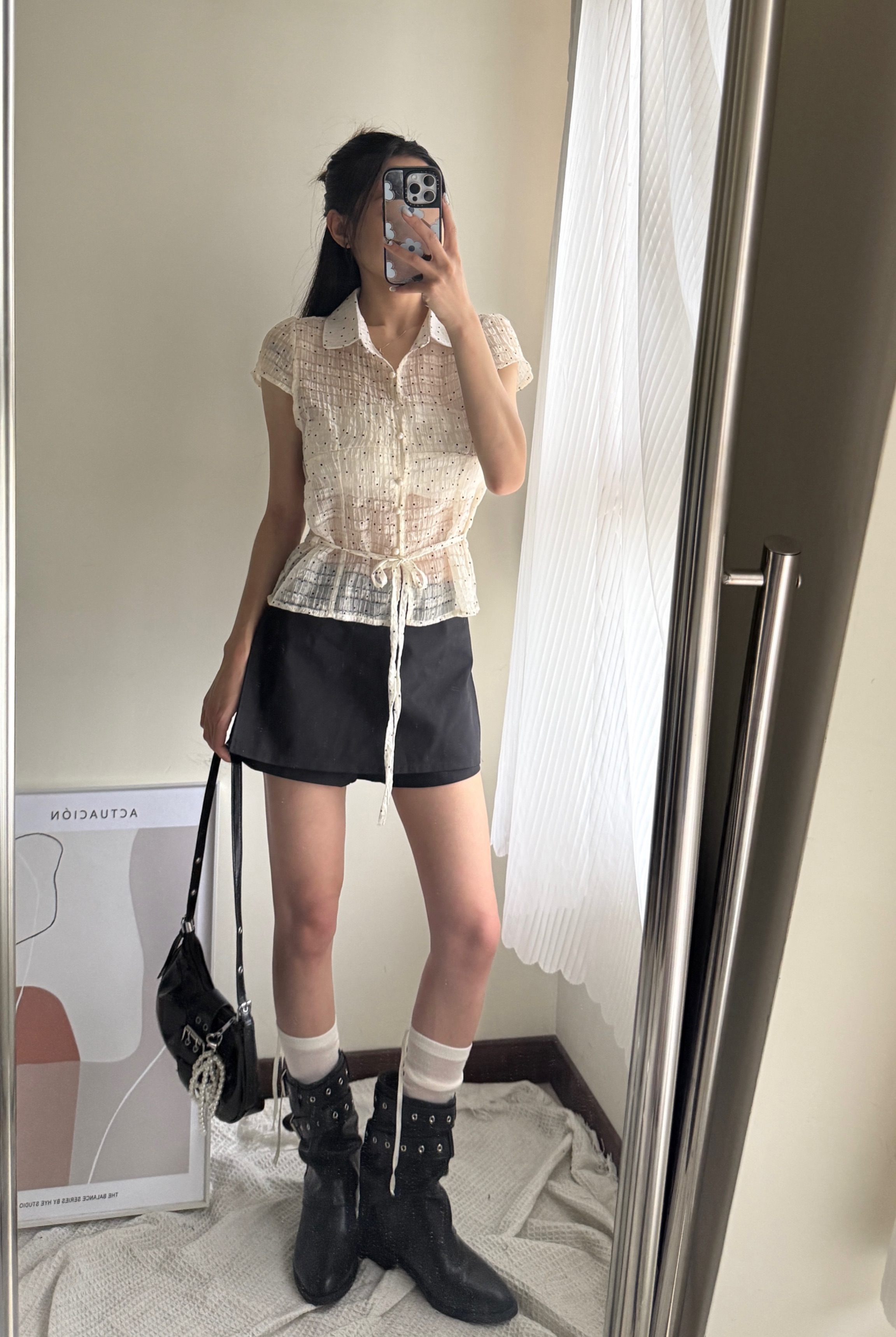 🛒復古波點透膚襯衫上衣