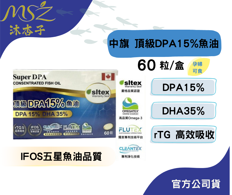 中旗 頂級魚油Solutex DPA15%魚油60顆、180+60顆 ｜DPA15% DHA35% rTG 🐟