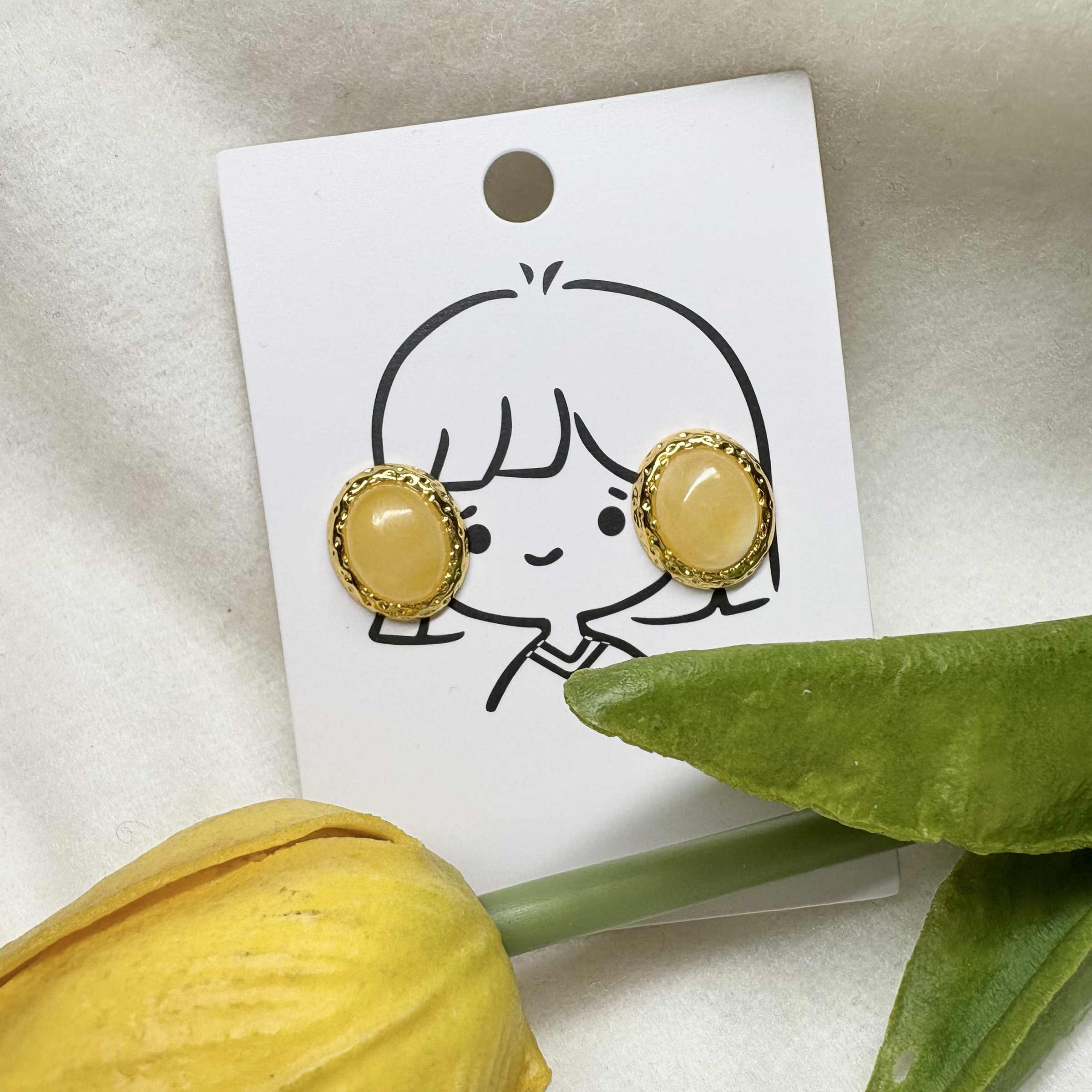 ［柔光暖金］唯一一對蜜蠟耳釘