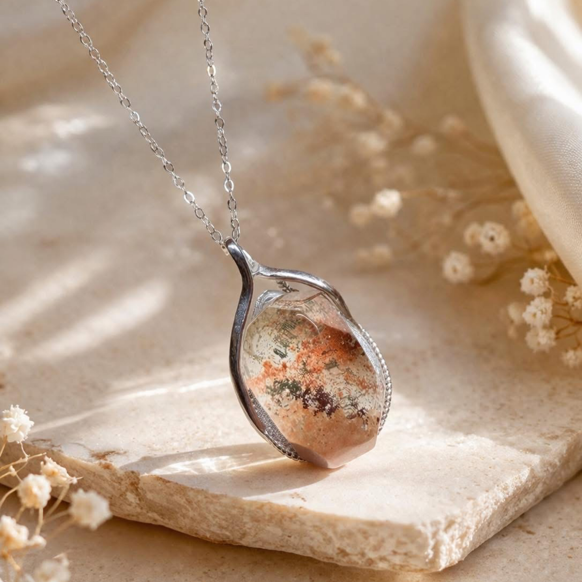 ［靜謐花語］s925純銀 絕美四季幽靈項鏈吊墜