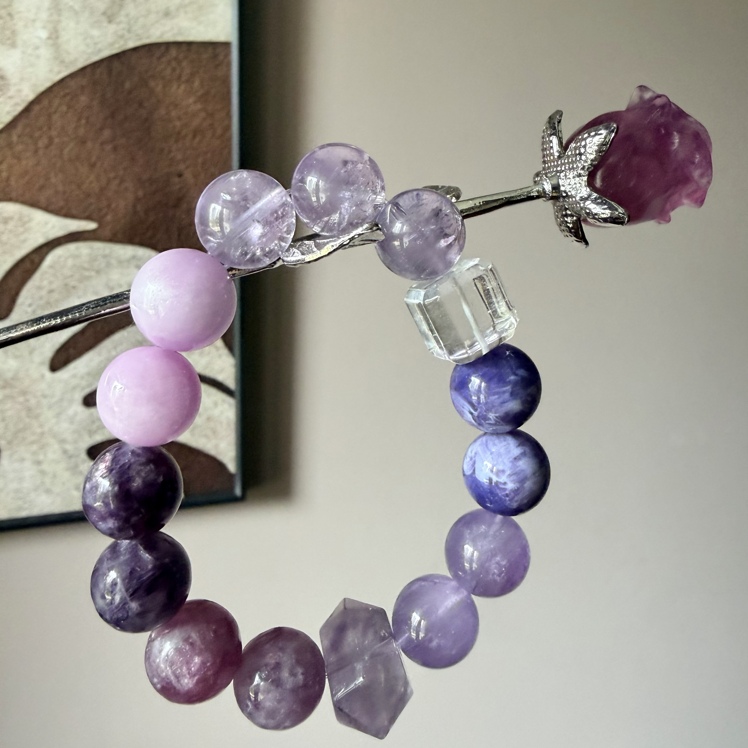 【設計款】紫境尋蹤｜紫水晶 ‧ 紫祖母晶 ·紫玉晶 ·紫鋰輝（貓眼） ·白水方糖 ·紫水雙尖