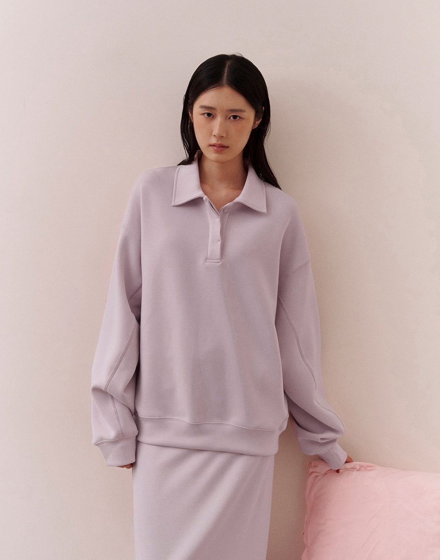 MIT舒適雲朵翻領排釦大學TEE（厚磅） 霧粉色 S號 原價$1190