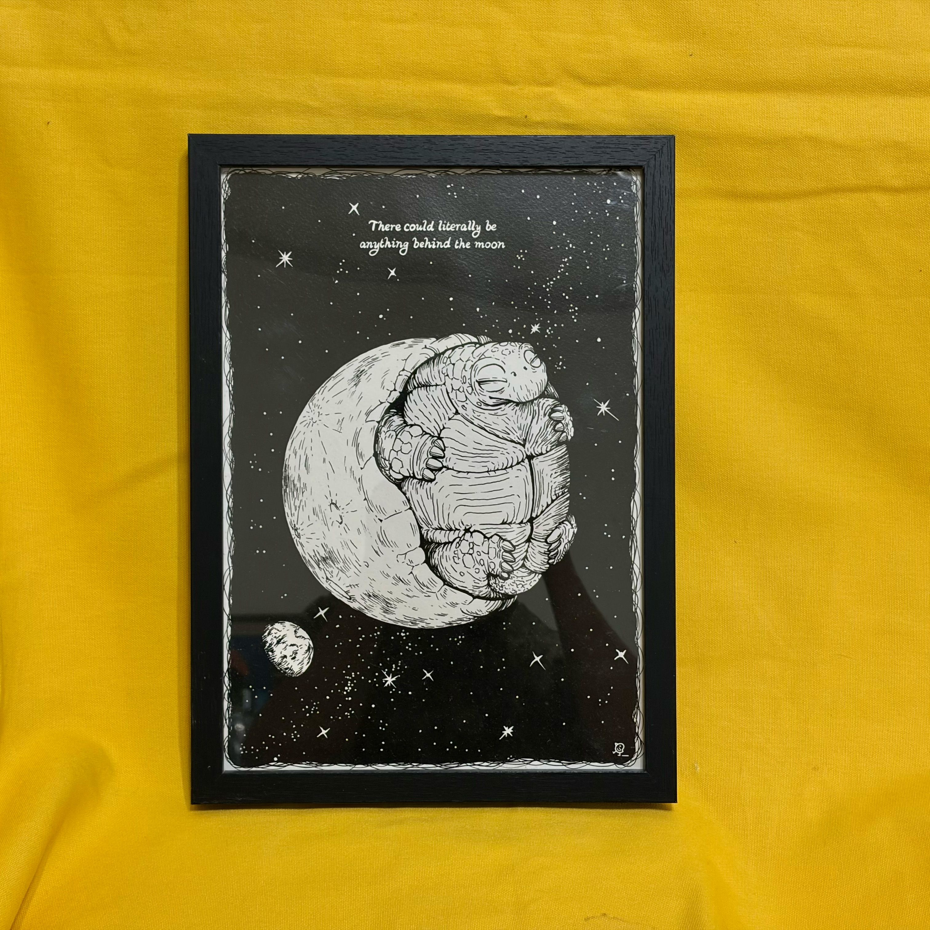 Moon 海報含木框 + 背面簽繪