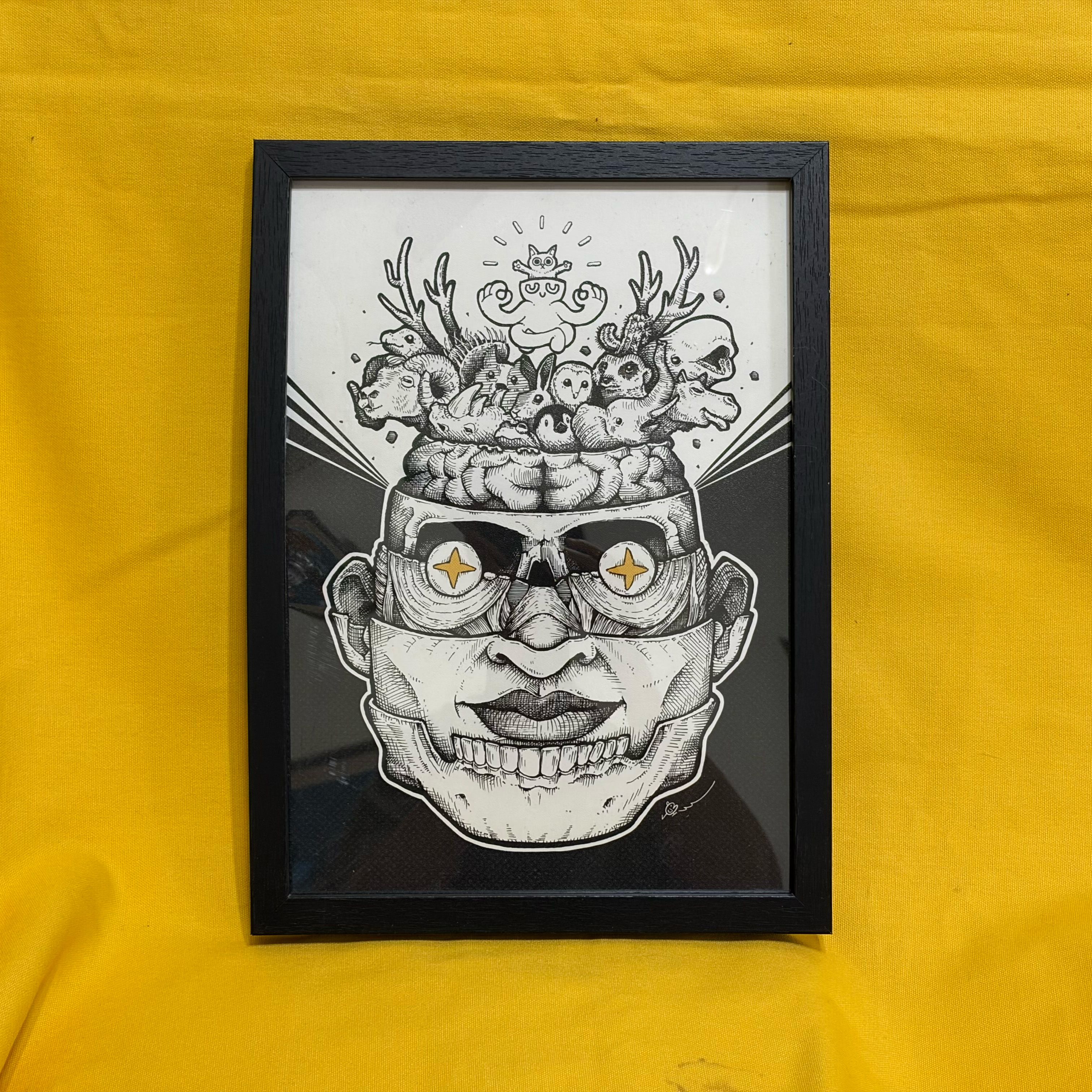 Mask - 海報含木框 + 背面簽繪