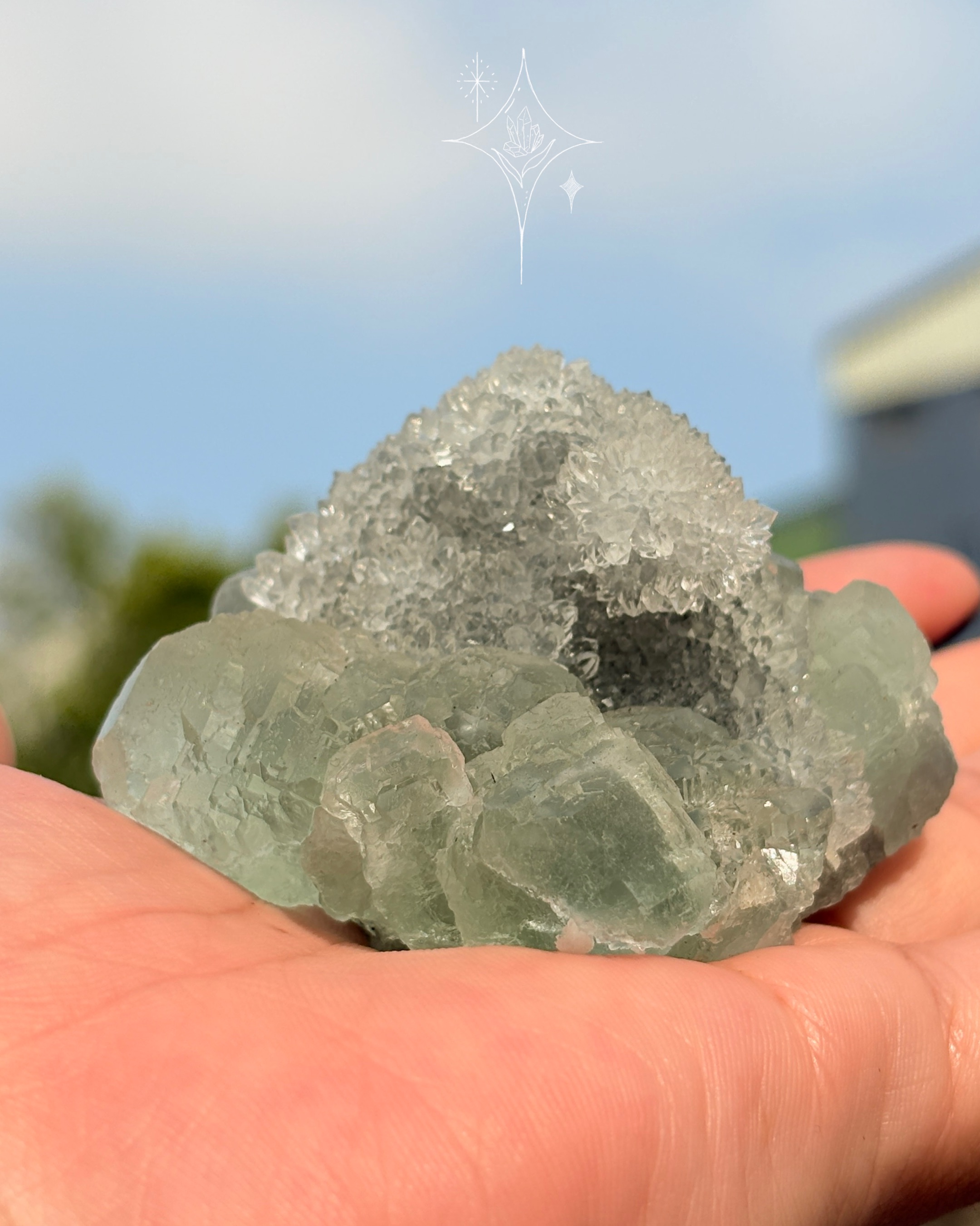 ｛螢石水晶共生｝原礦水晶