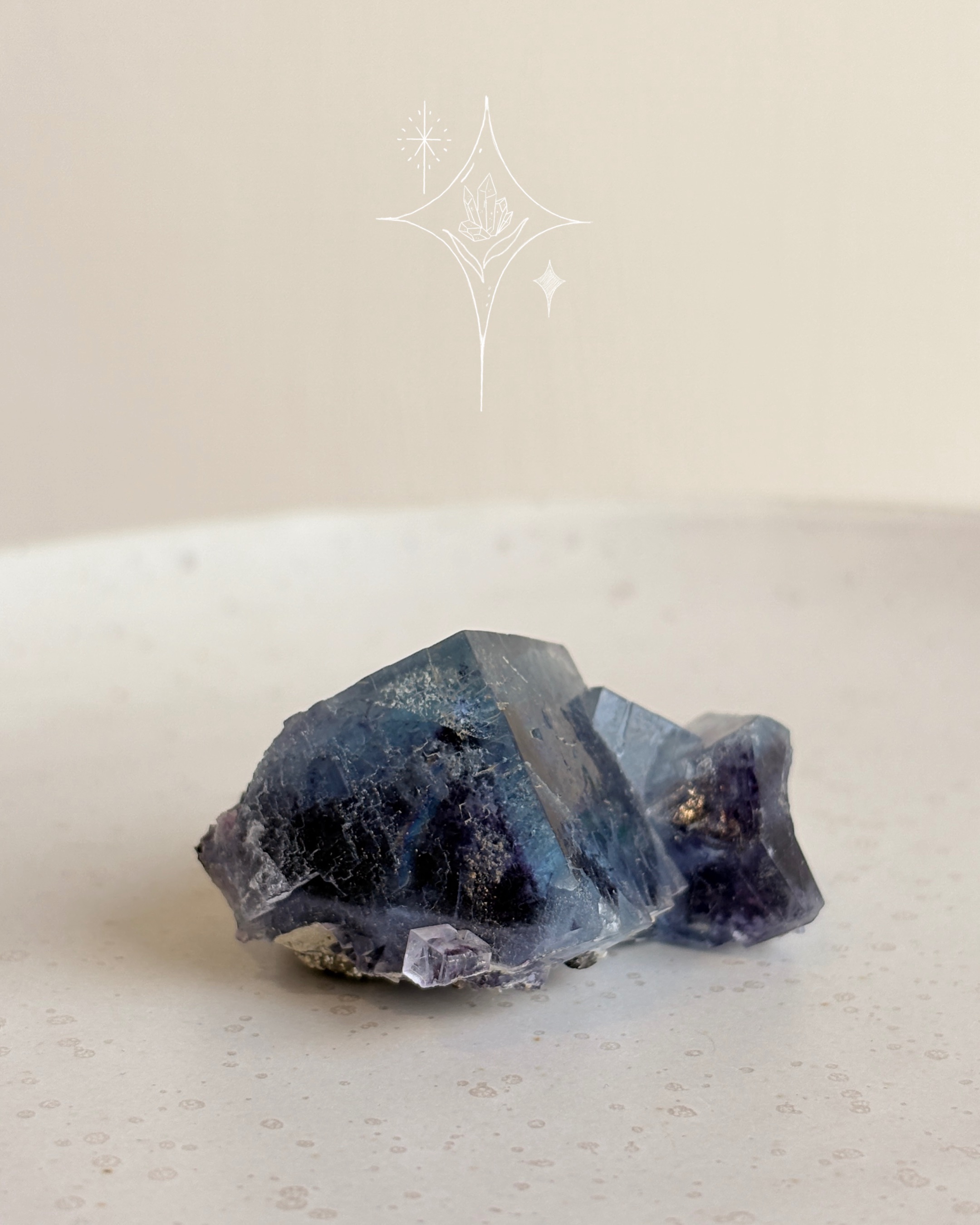 ｛藍紫螢石｝原礦水晶