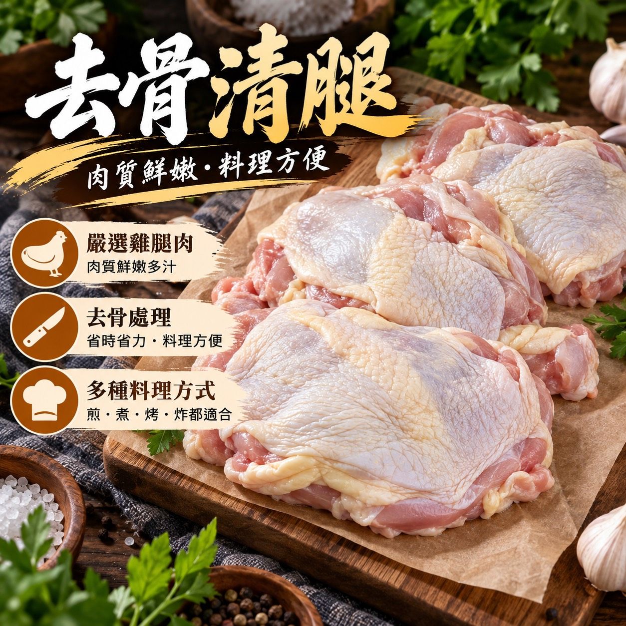 去骨帶腳踝雞腿排 6.7兩 注意 此商品產地 美國