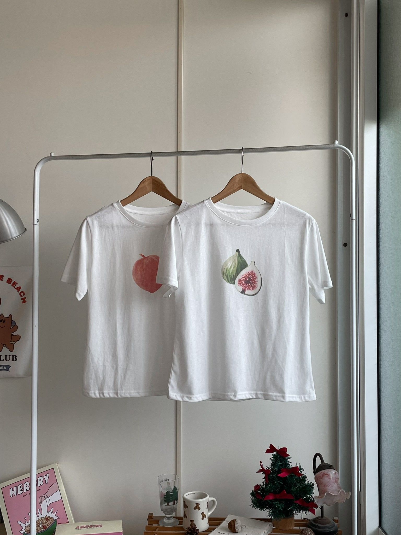Pangkupangku 無花果水蜜桃圓領竹節棉上衣