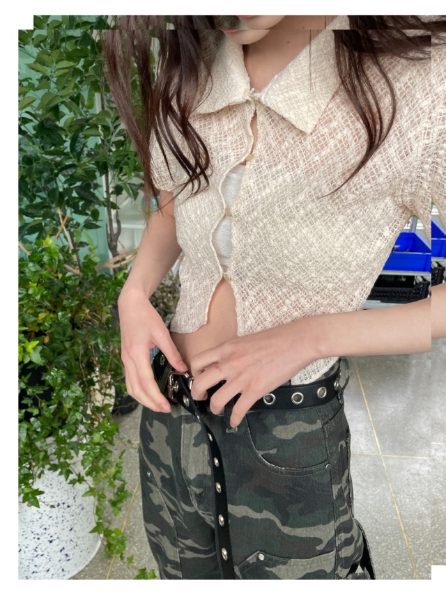 正韓kim9hope格紋排釦透膚襯衫