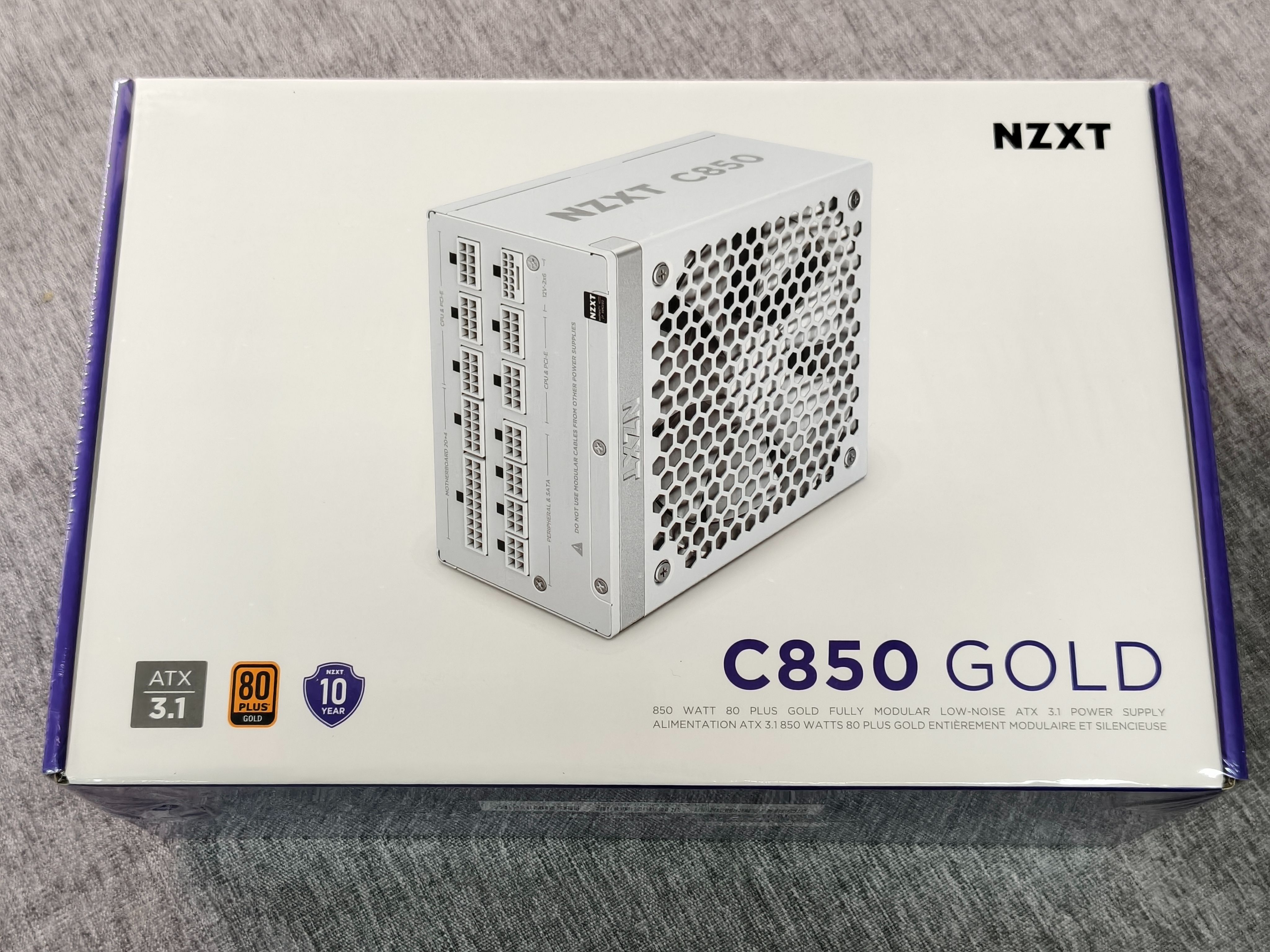NZXT C850 850W ATX 3.1 金牌 全模組電源供應器 白色