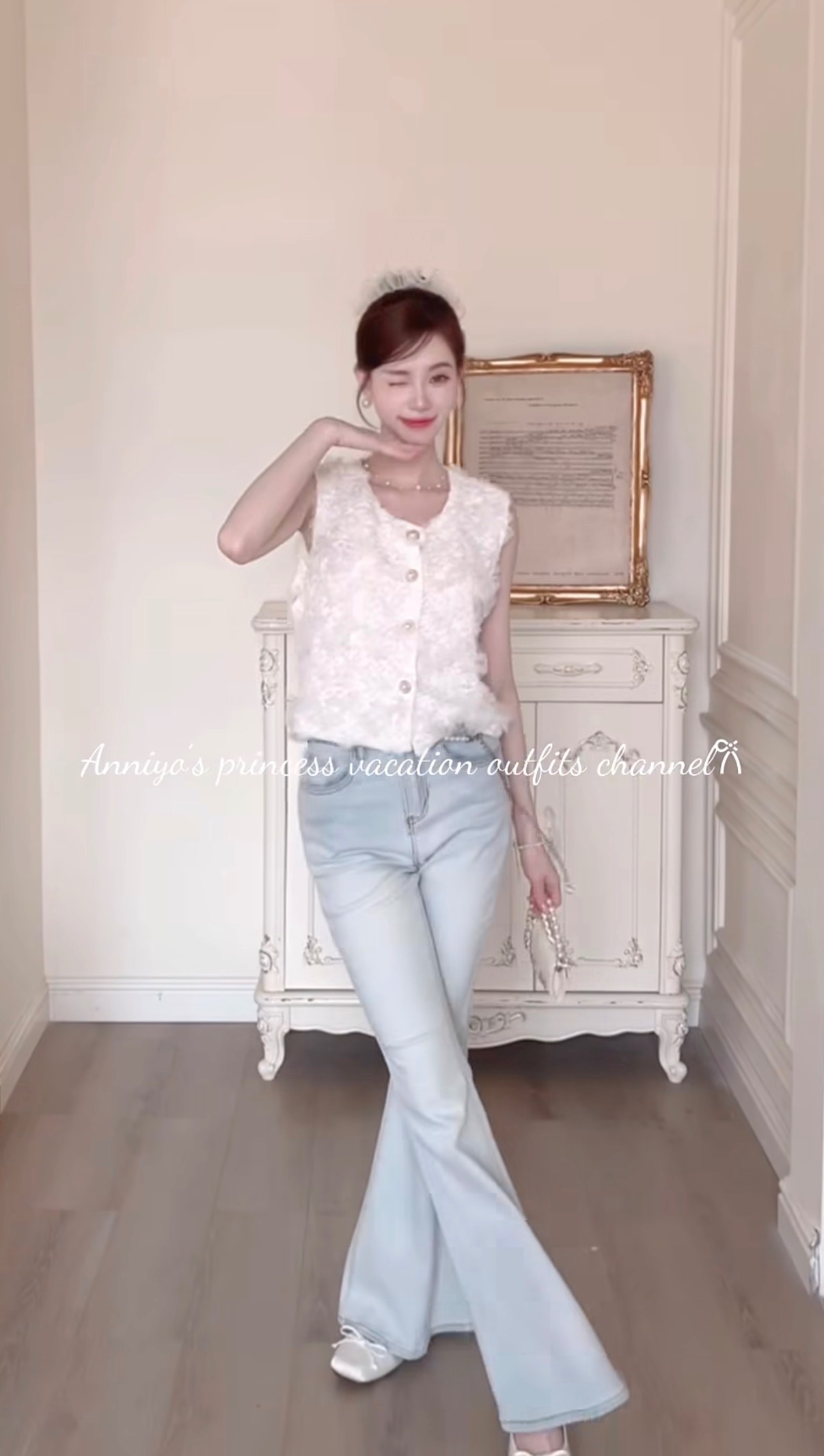 anniyo studio 廣州連線羽毛蕾絲排扣上衣