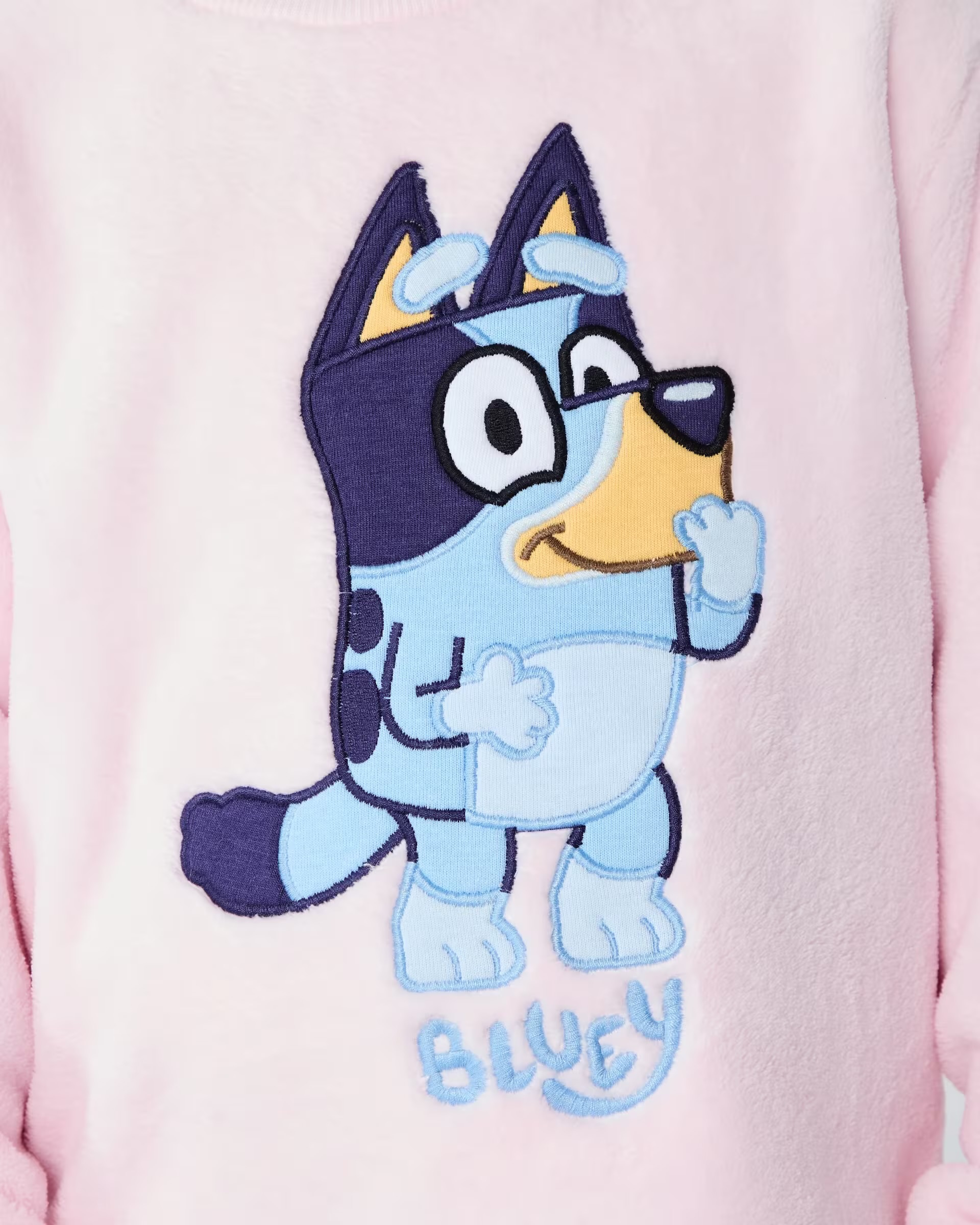 BLUEY 毛絨絨法蘭絨粉色睡衣套裝