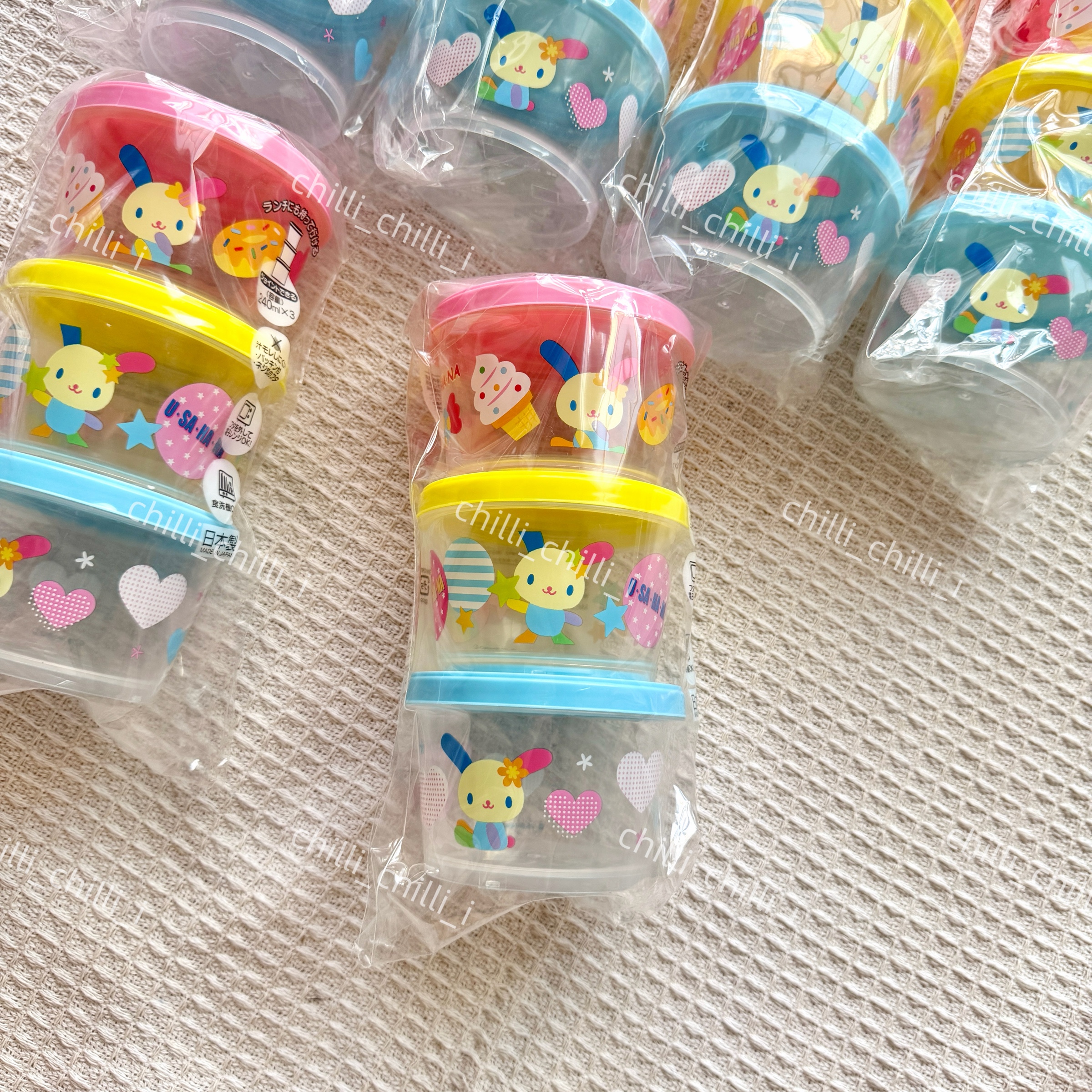 花小兔卡哇伊收納盒三入