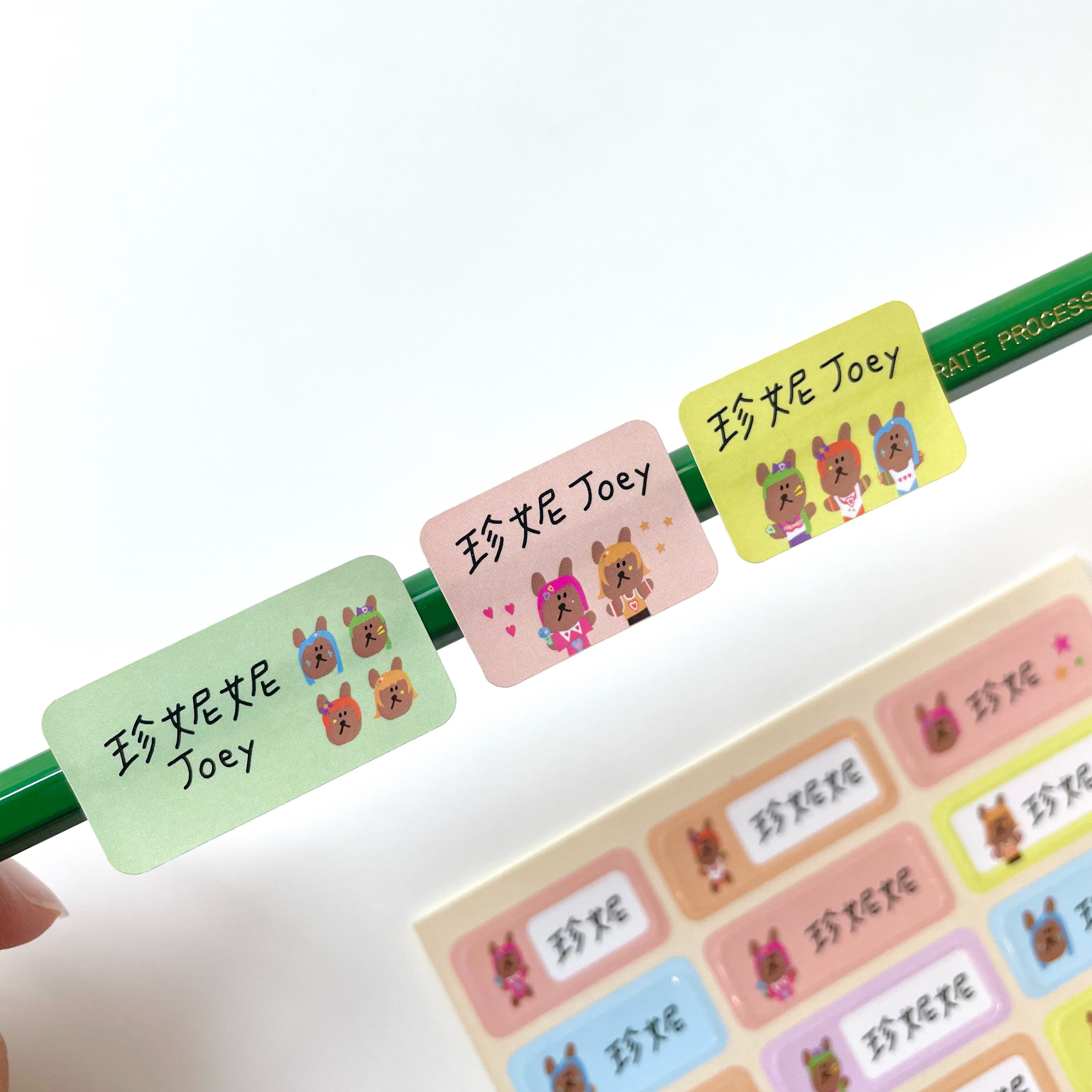🎀 閃亮熊女團 x 長方形 | 客製化圖鑑姓名貼