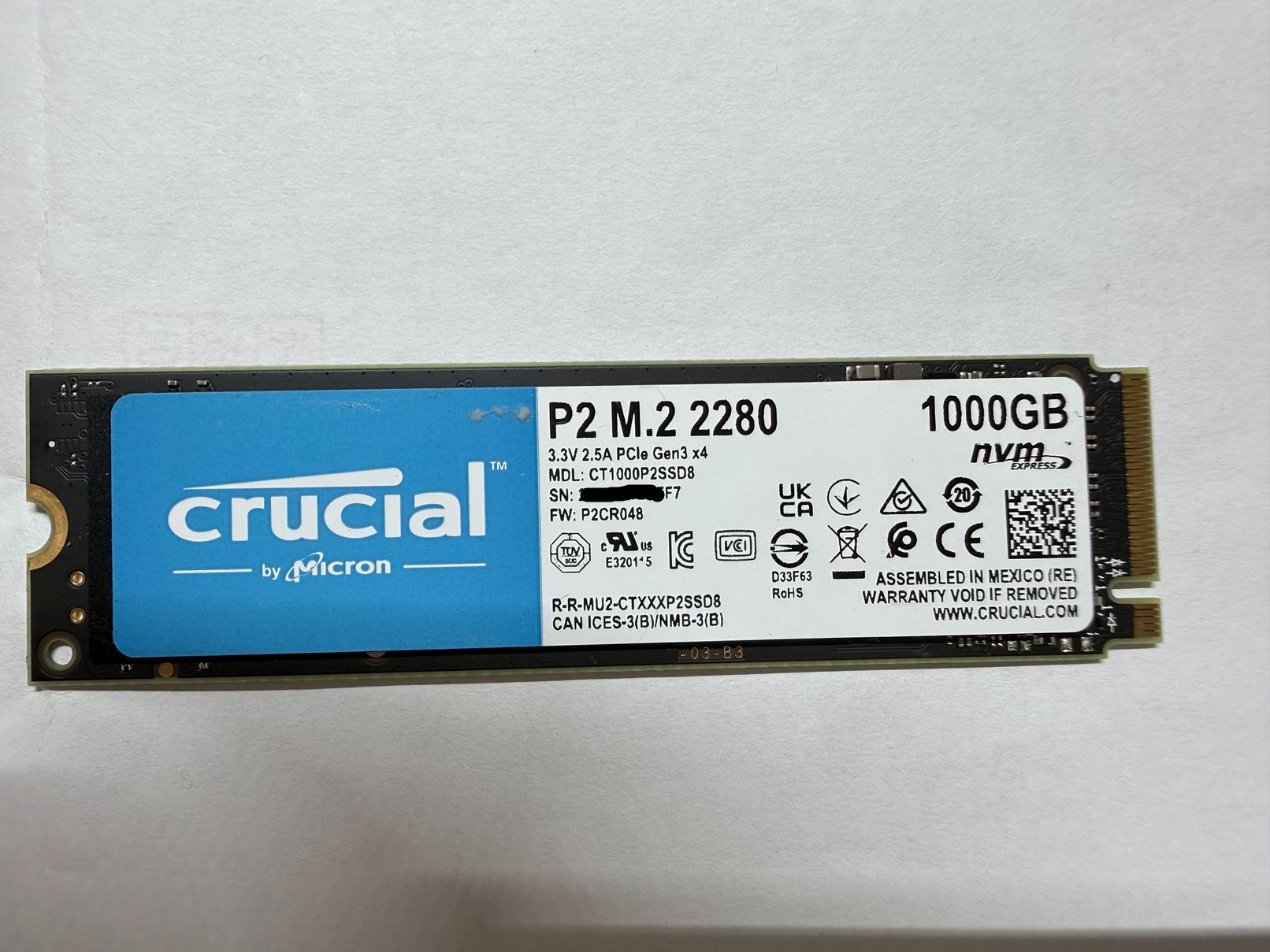 [二手] 美光 Micron Crucial P2 P3 PLUS 1TB  M.2 SSD 保固內