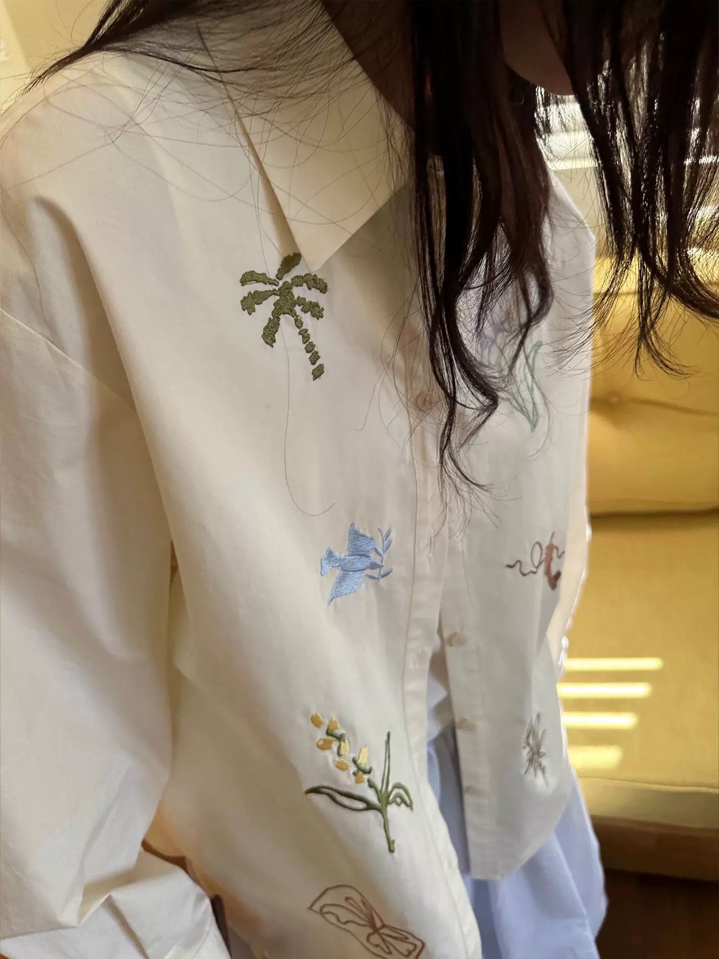 飛鴿與鑰匙 刺繡襯衫