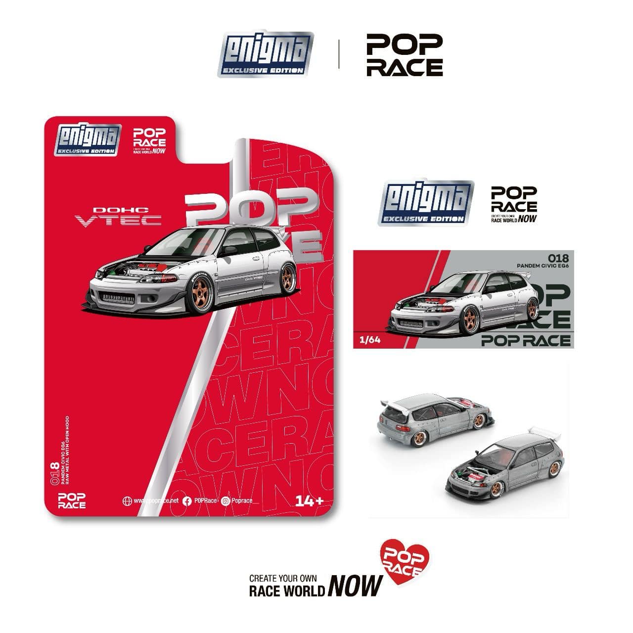 POP RACE  PRE018 - PANDEM CIVIC EG6 RAW METAL  $520