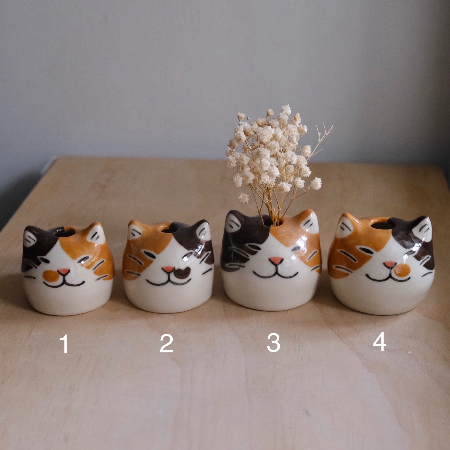 Yycat 迷你三花貓花器1234