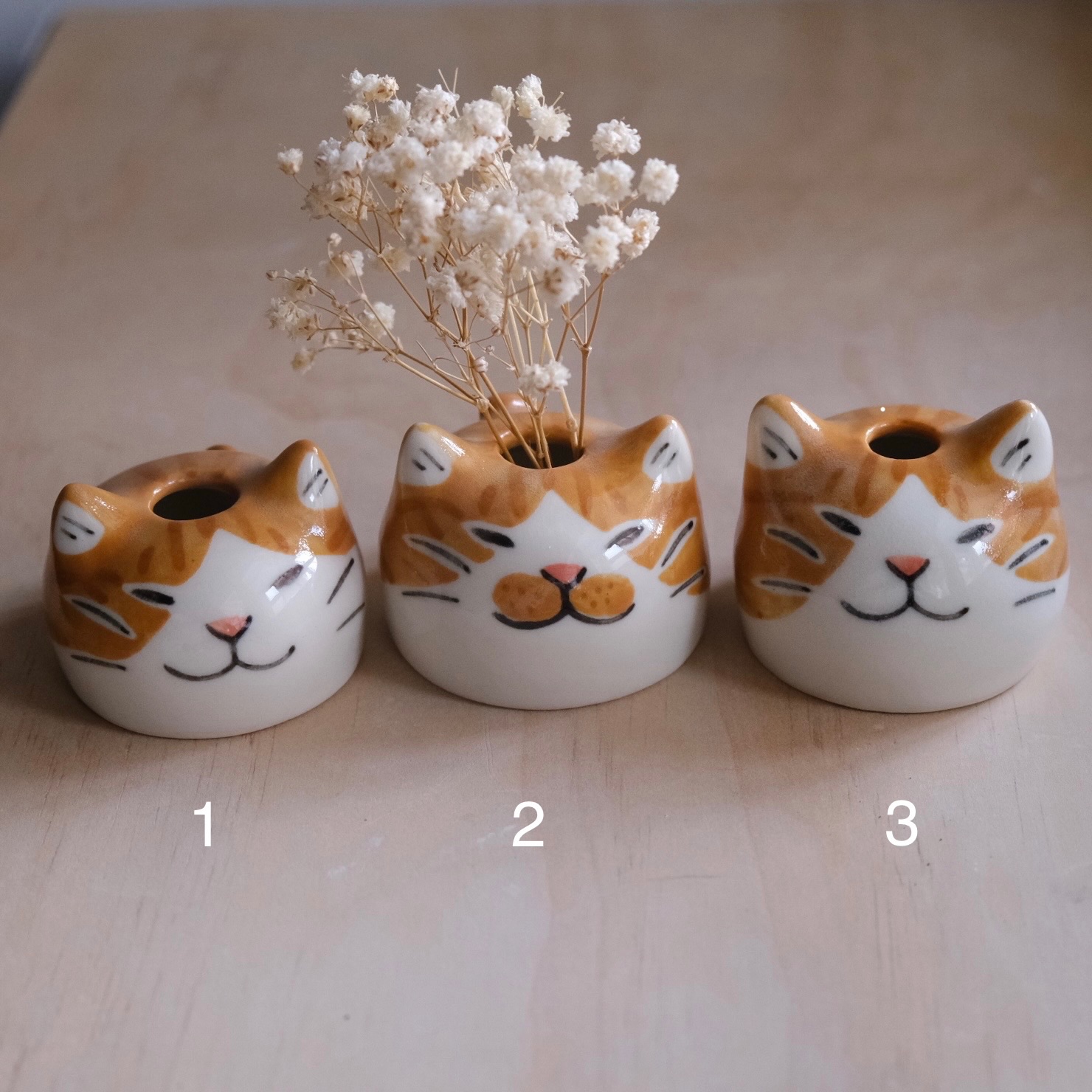 Yycat 迷你橘白貓花器 1、2、3