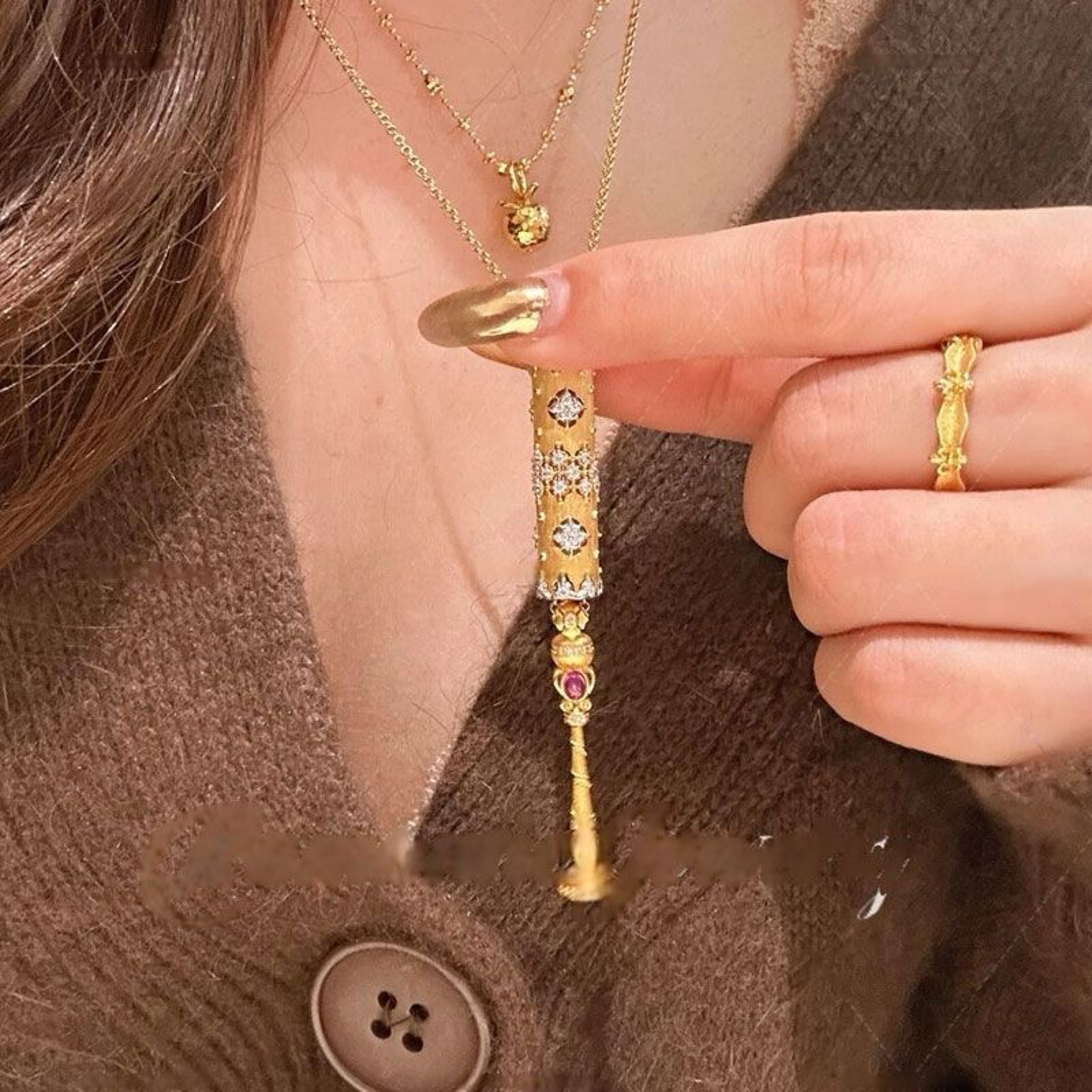 中古vintage金色魔法棒！超重工鎖骨鏈