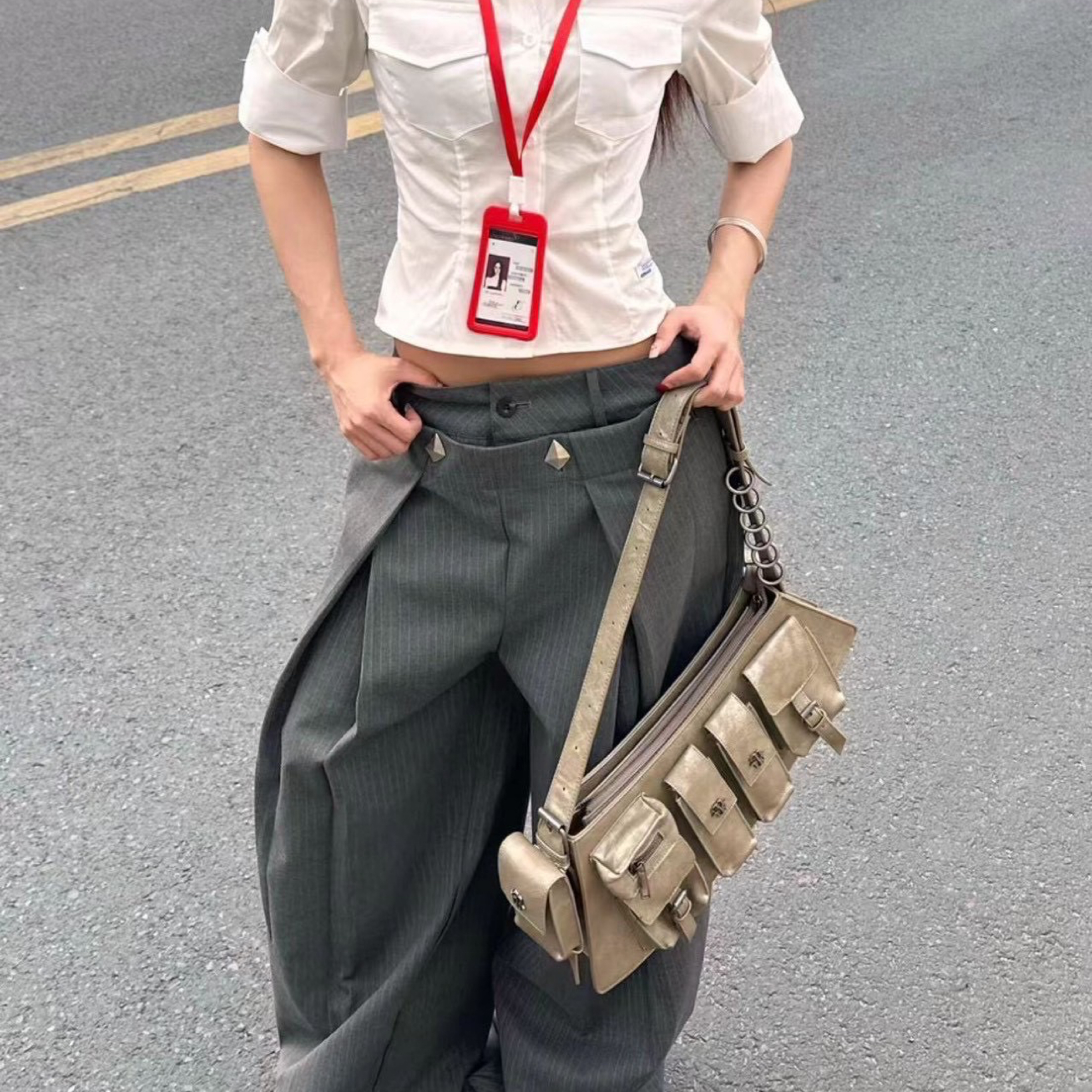 雙褲頭立體剪裁西裝褲