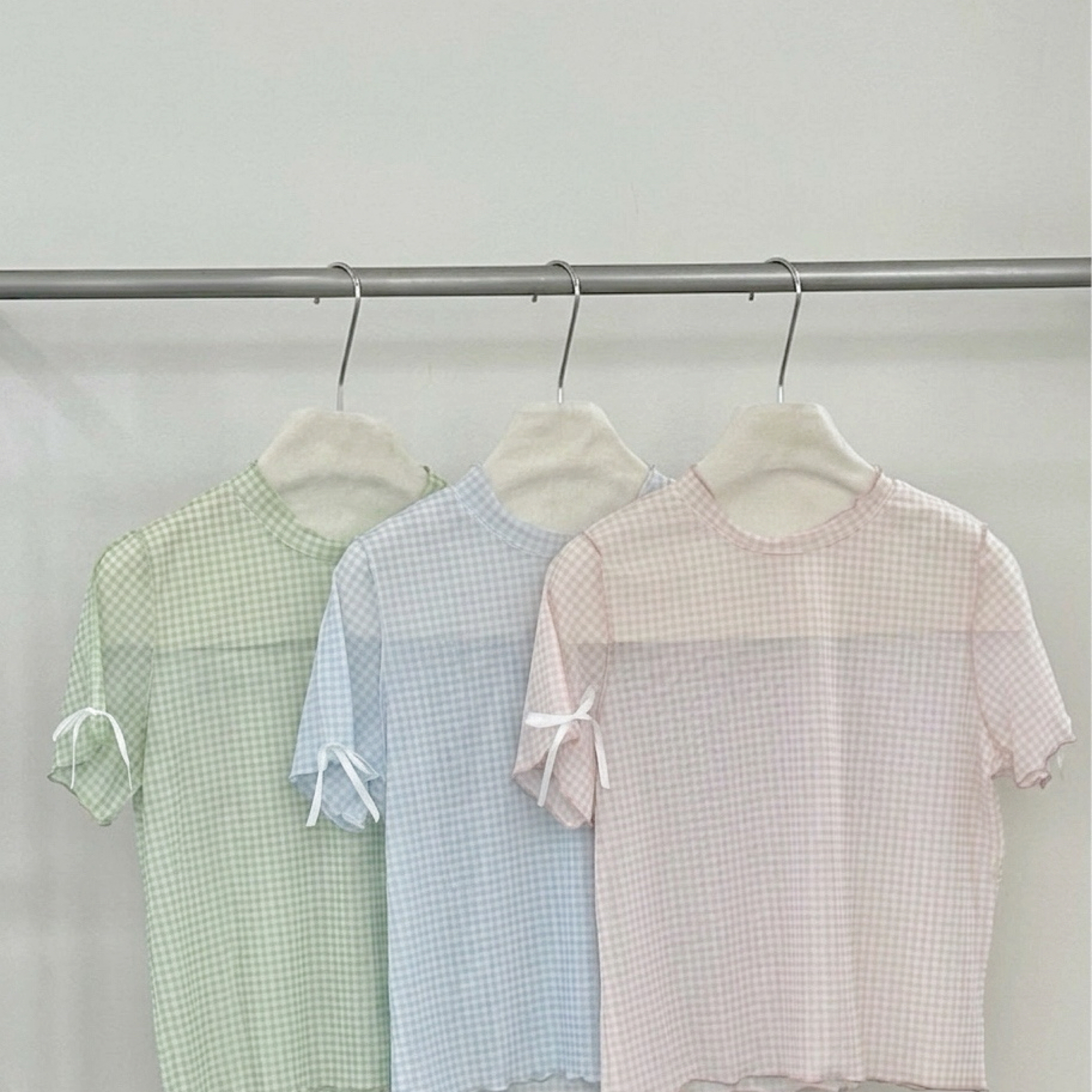 8月新品♡蝴蝶結格紋內搭