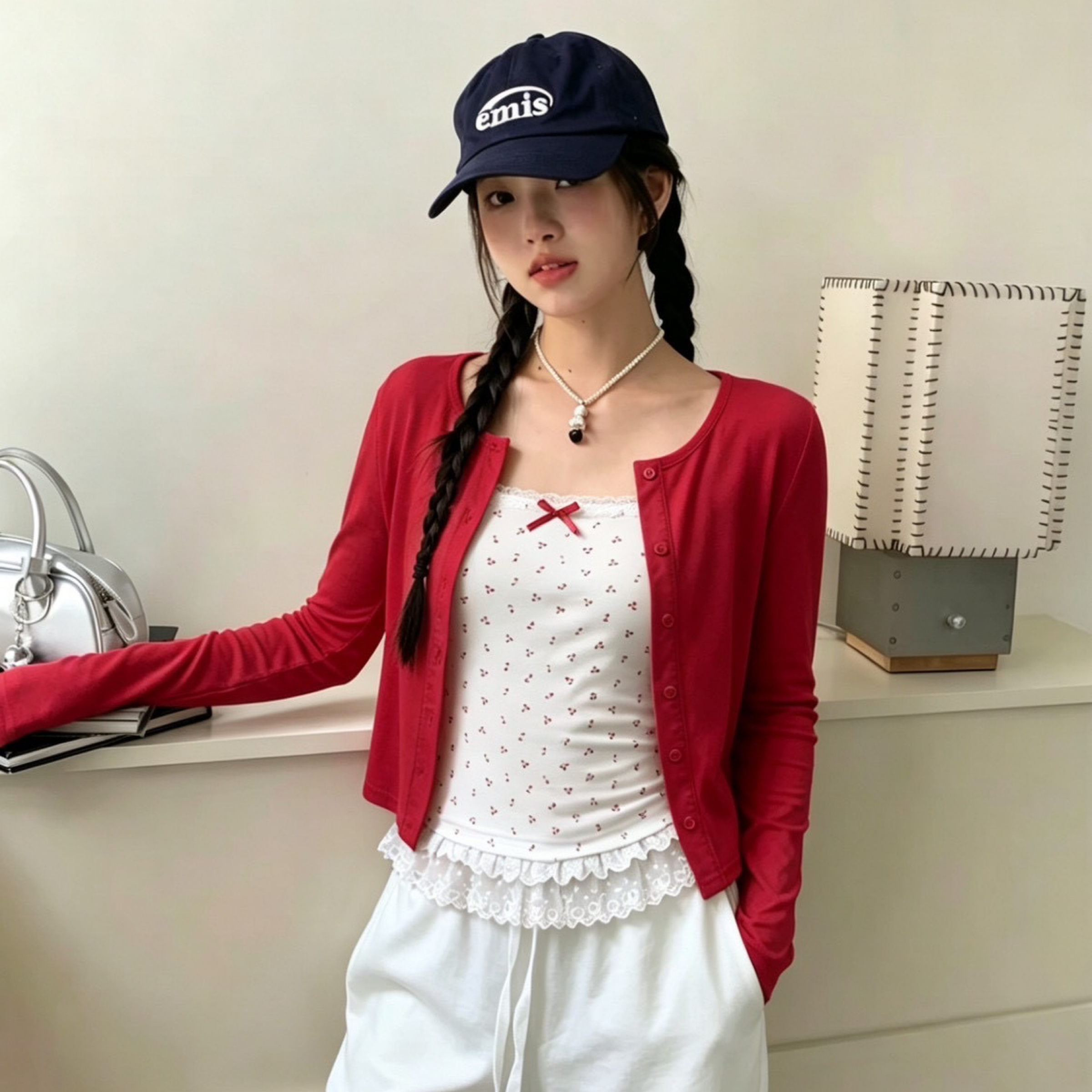 8月新品♡櫻桃吊帶罩衫組