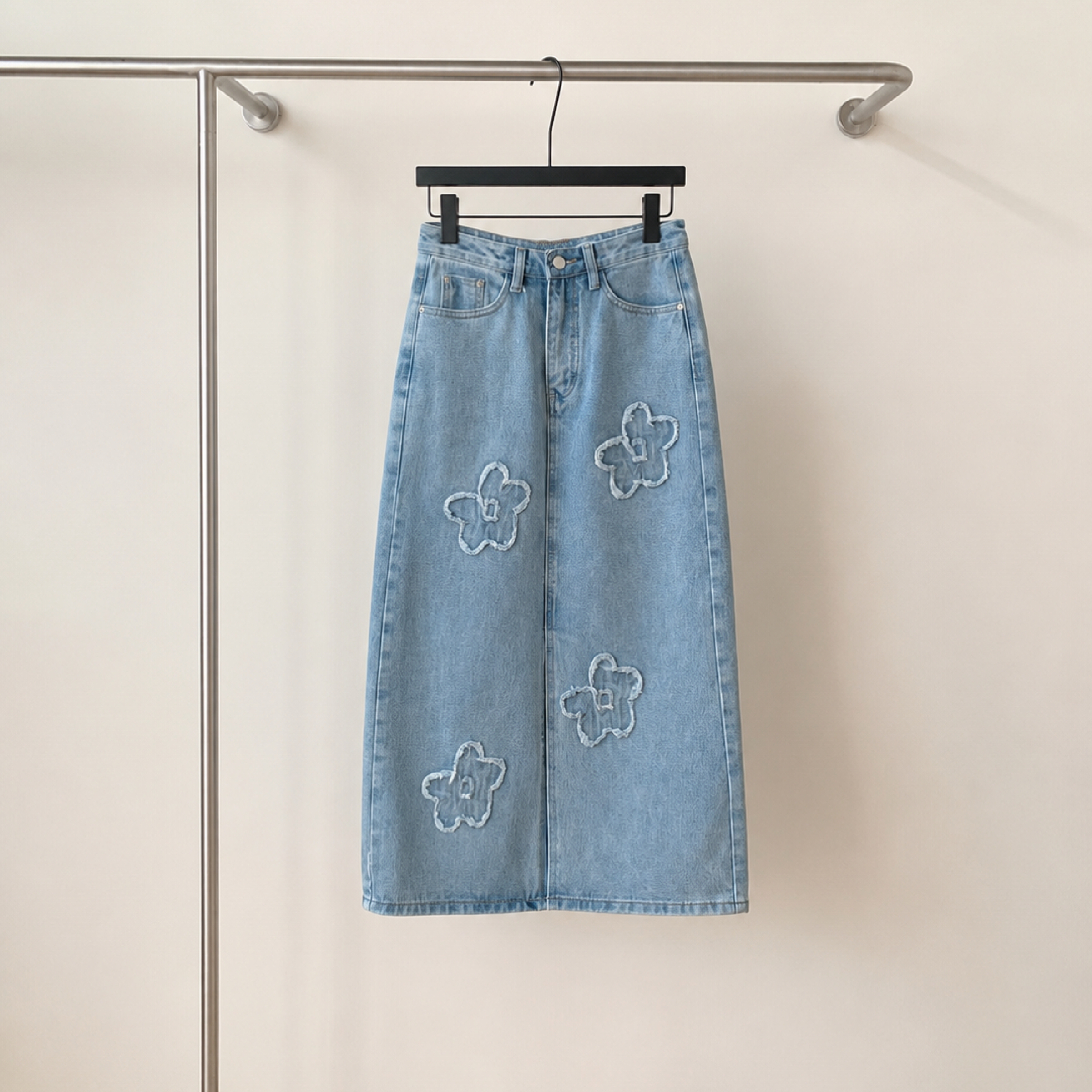 8月新品♡花花牛仔長裙