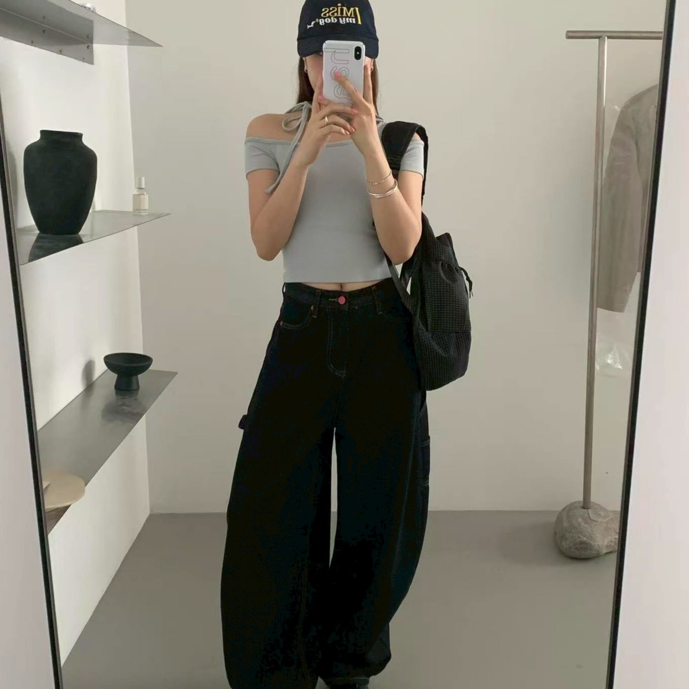 8月新品♡愛心口袋牛仔彎刀褲