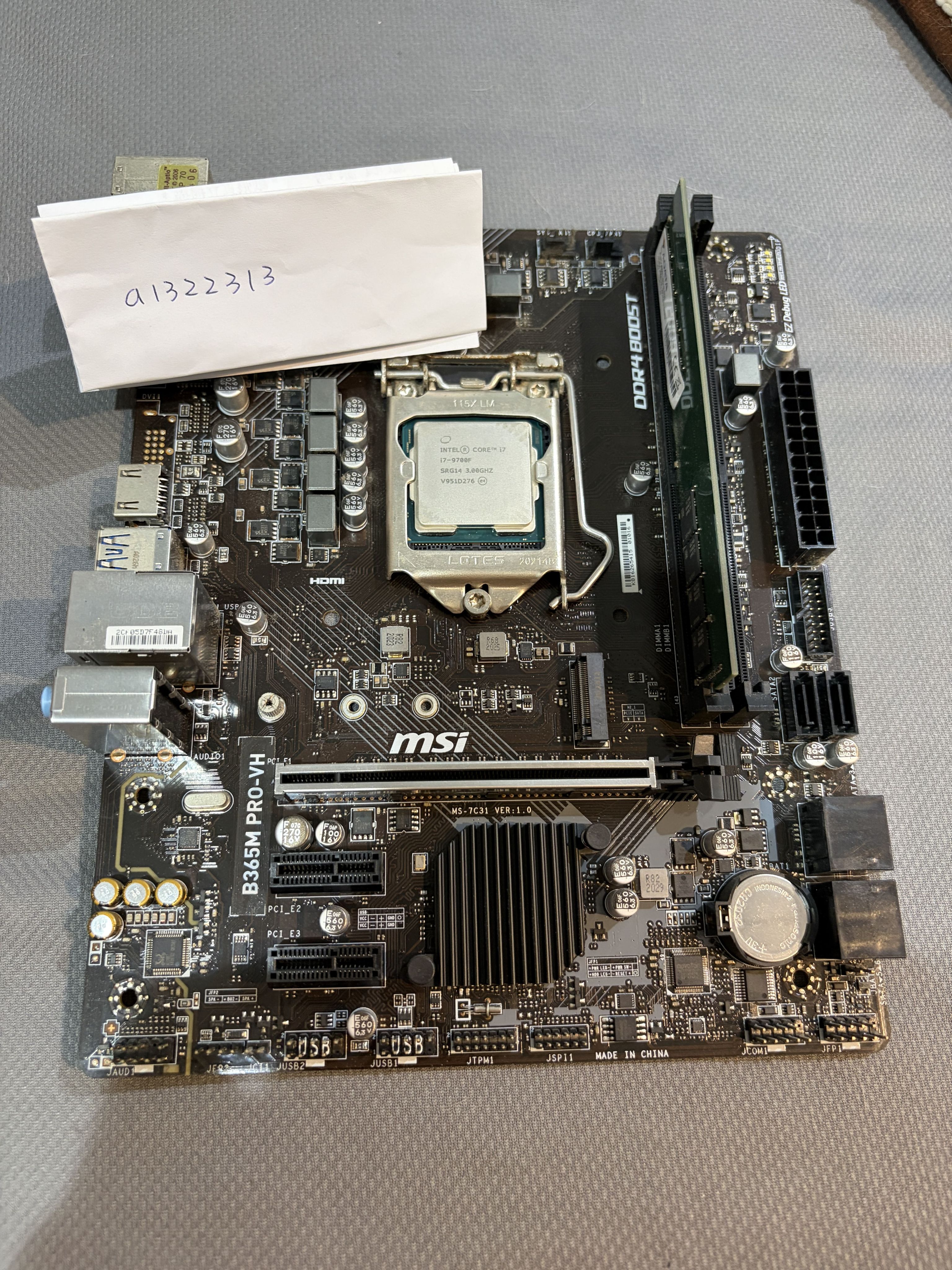MSI B365M PRO-VH + Intel i7 9700F + ADATA 2666Mhz 16G RAM