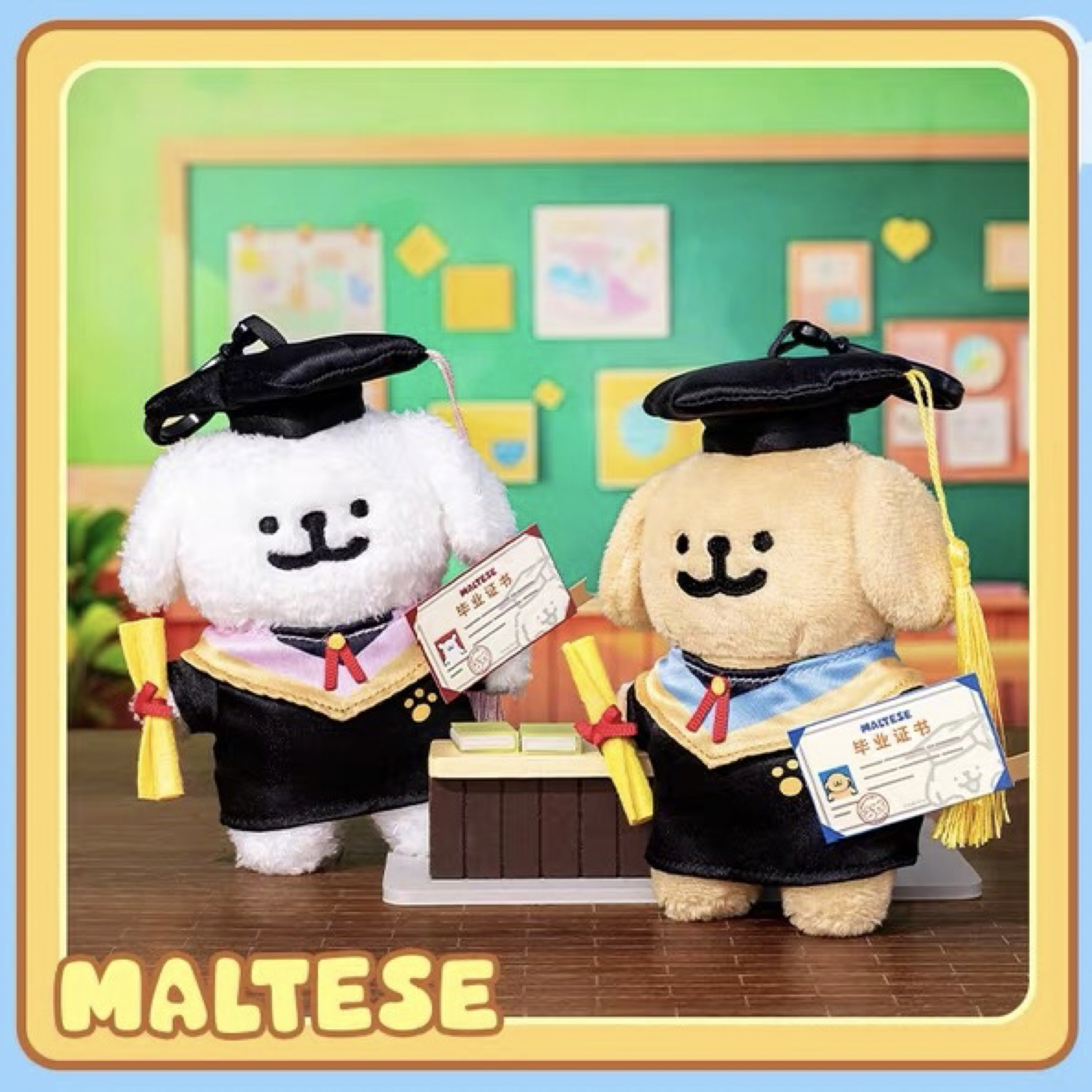 預購｜線條小狗Maltese畢業服造型吊飾 