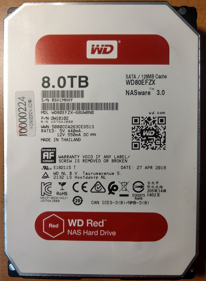 1. WD 3.5吋 5400轉 8TB NAS硬碟