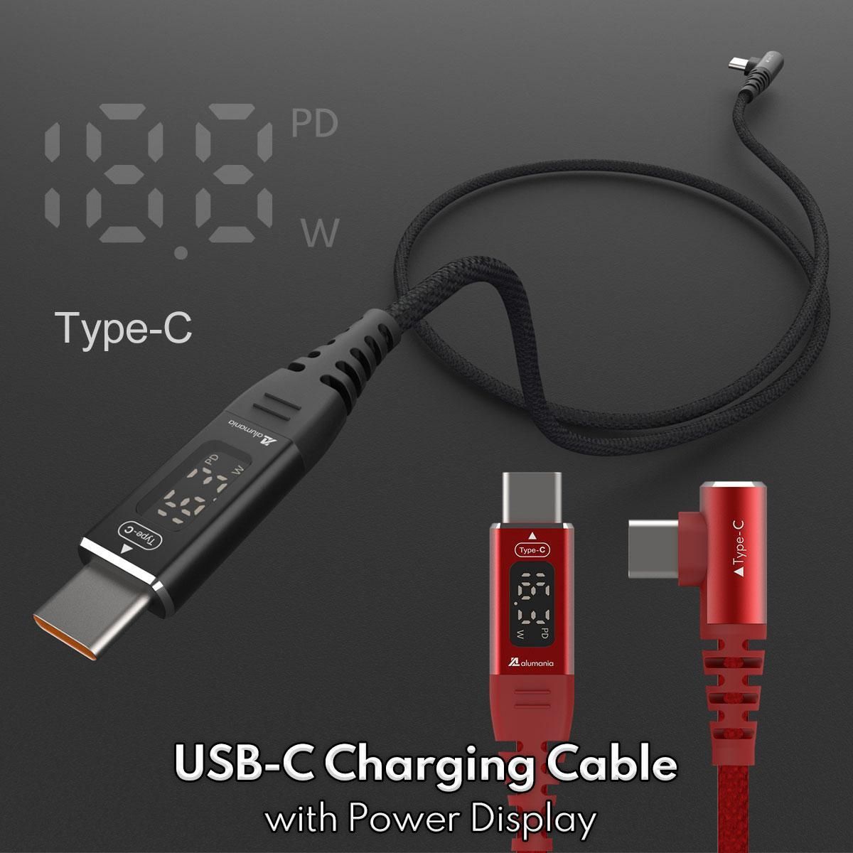 aluminum 鋁合金 USB-C （C to C ） 螢幕顯示編織線材充電線 1M 最大支援100W 現貨