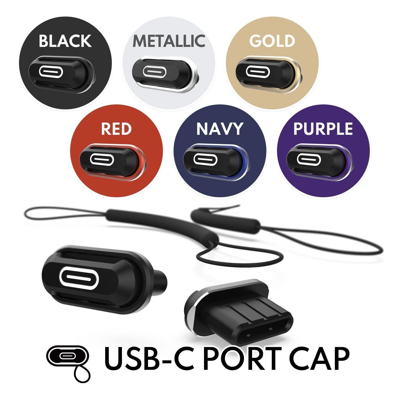 日本 aluminum 鋁合金 USB-C 防塵塞 新版（內含兩個USB-C塞 + 兩個短吊繩）