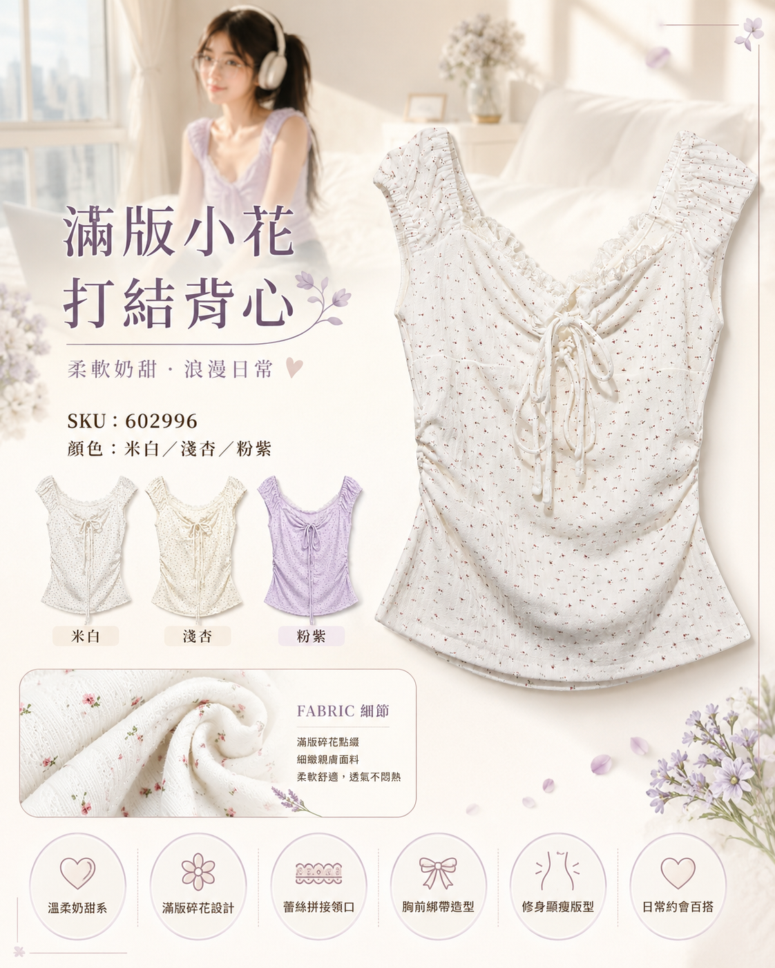 Avena Haus 滿版小花打結背心｜SKU:602996
