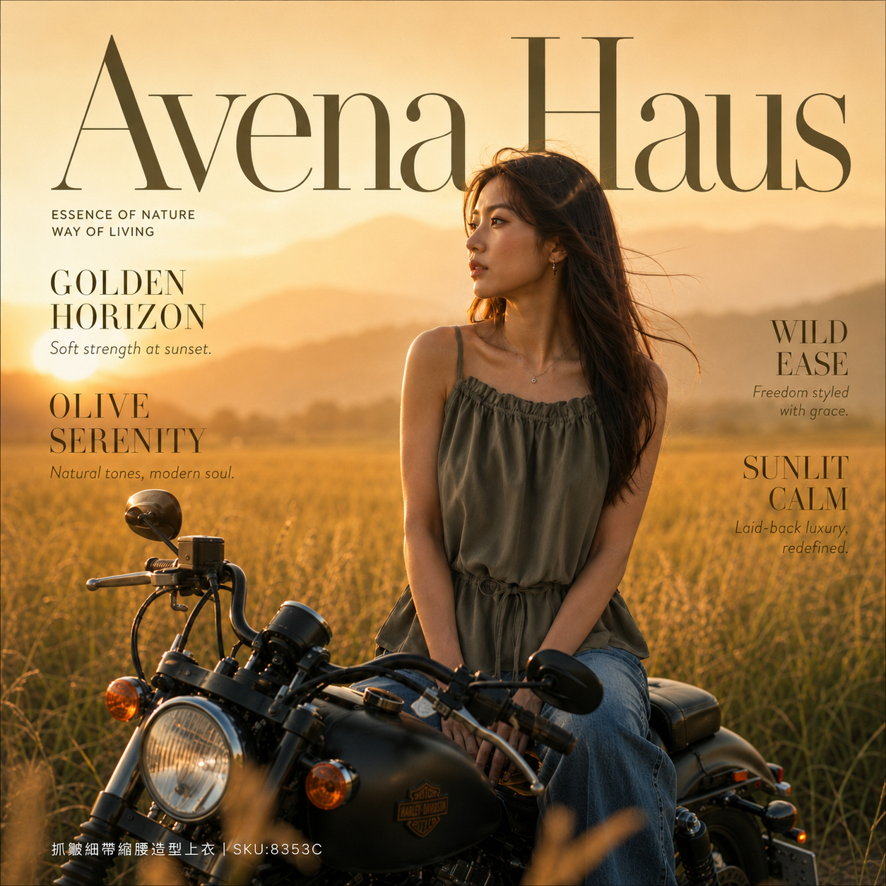 Avena Haus 抓皺細帶縮腰造型上衣 SKU:8353C