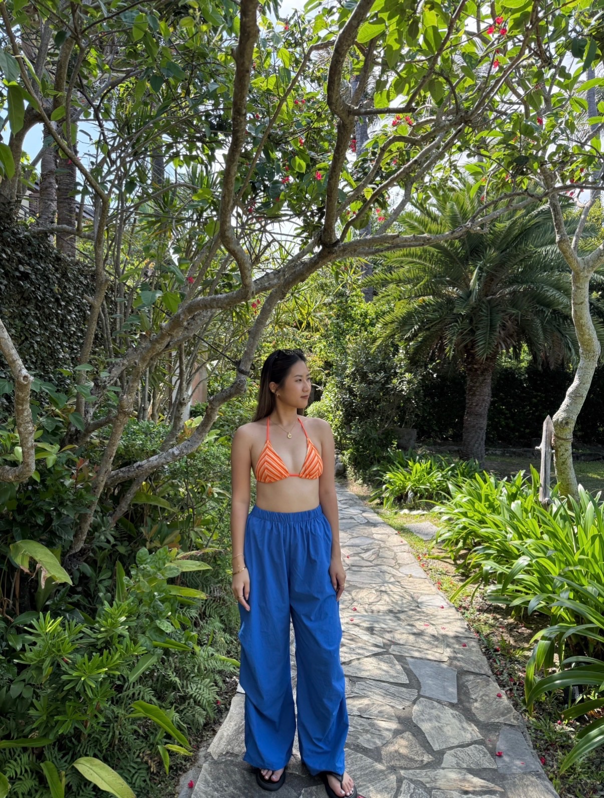 速乾！夏日亮藍💙 尼龍 闊腿 防潑水 藍色速乾長褲