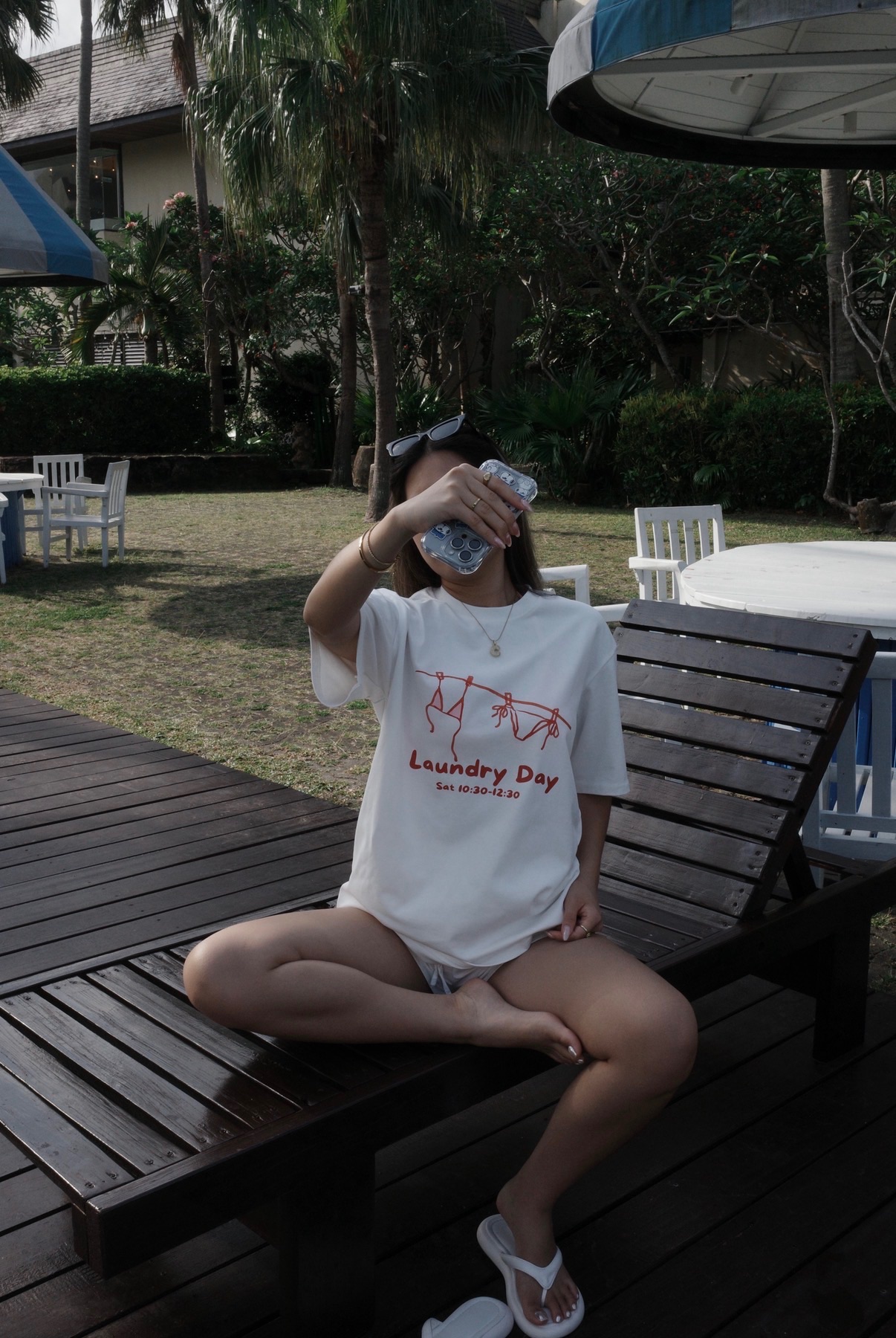 吸睛度100✨👙 比基尼印花短袖 oversize 度假感上衣