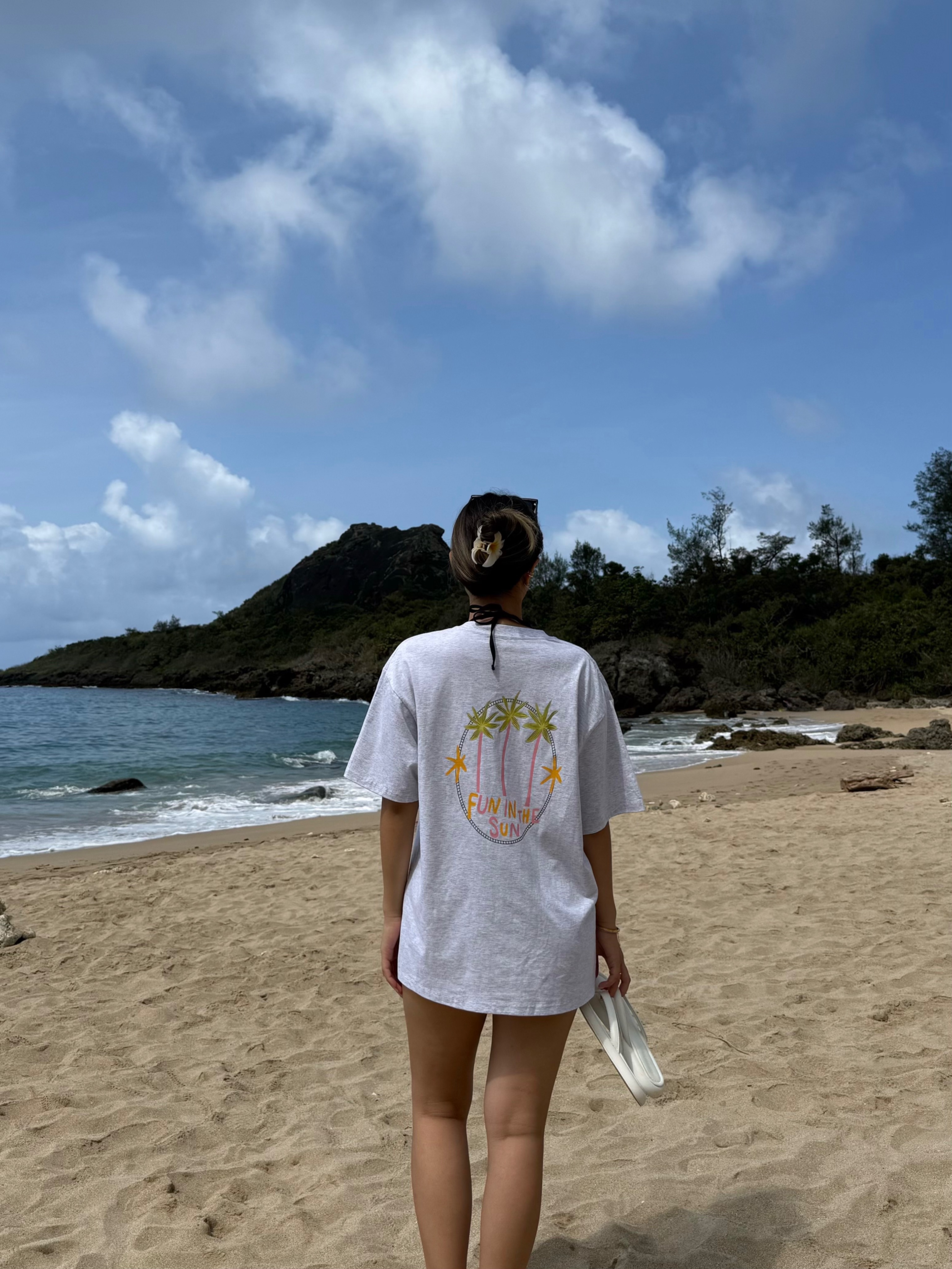 Fun in the sun☀️🌴 椰子樹印花 寬鬆 oversize  沙灘度假感上衣 T恤