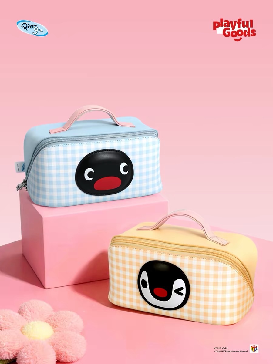 正版授權🌟Pingu/Pinga格紋化妝包