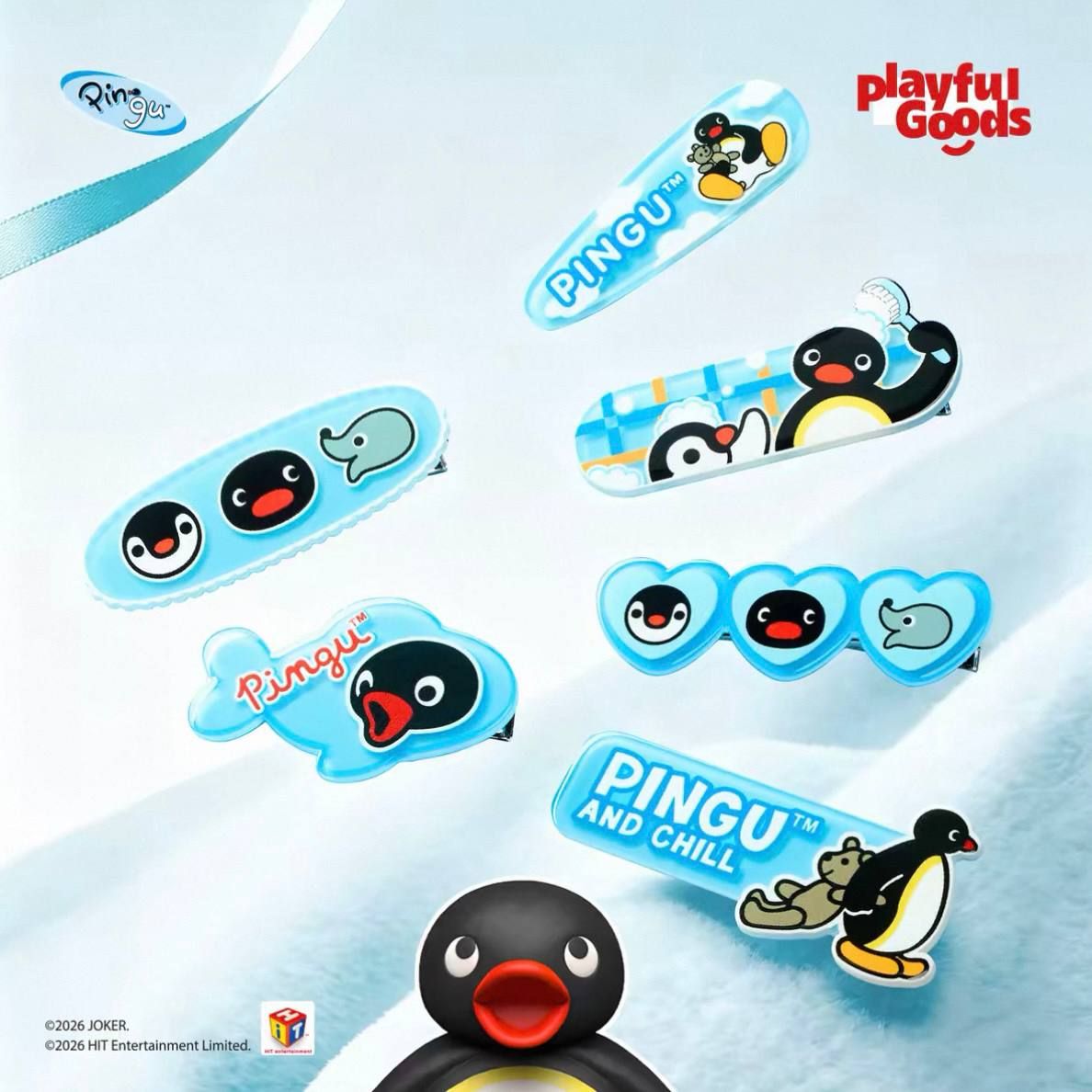 正版聯名🌟Pingu髮夾（一組兩個）