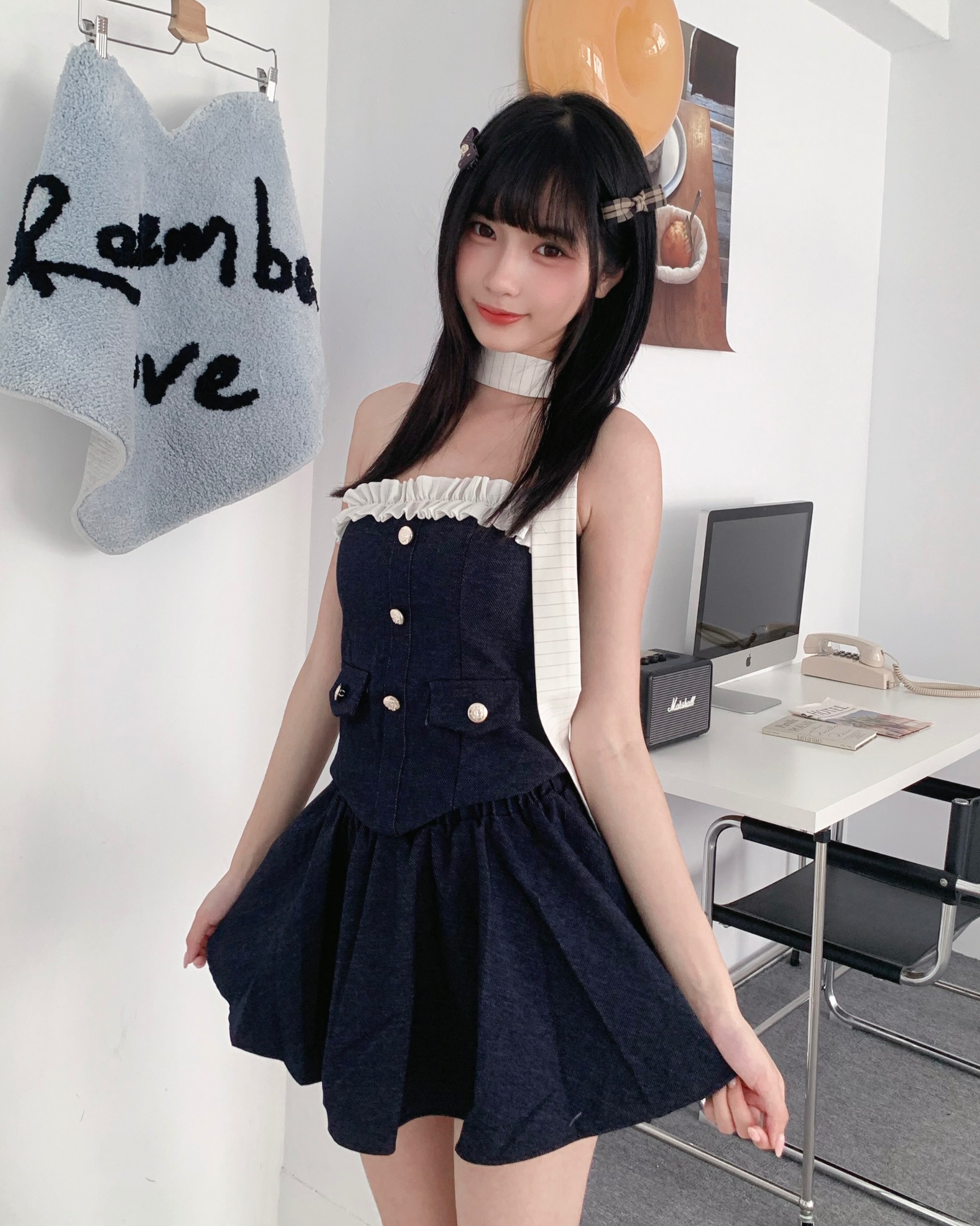 𝑷𝒐𝒏𝒚𝒐 送掛脖!!女團感🌙荷葉邊牛仔洋裝套裝
