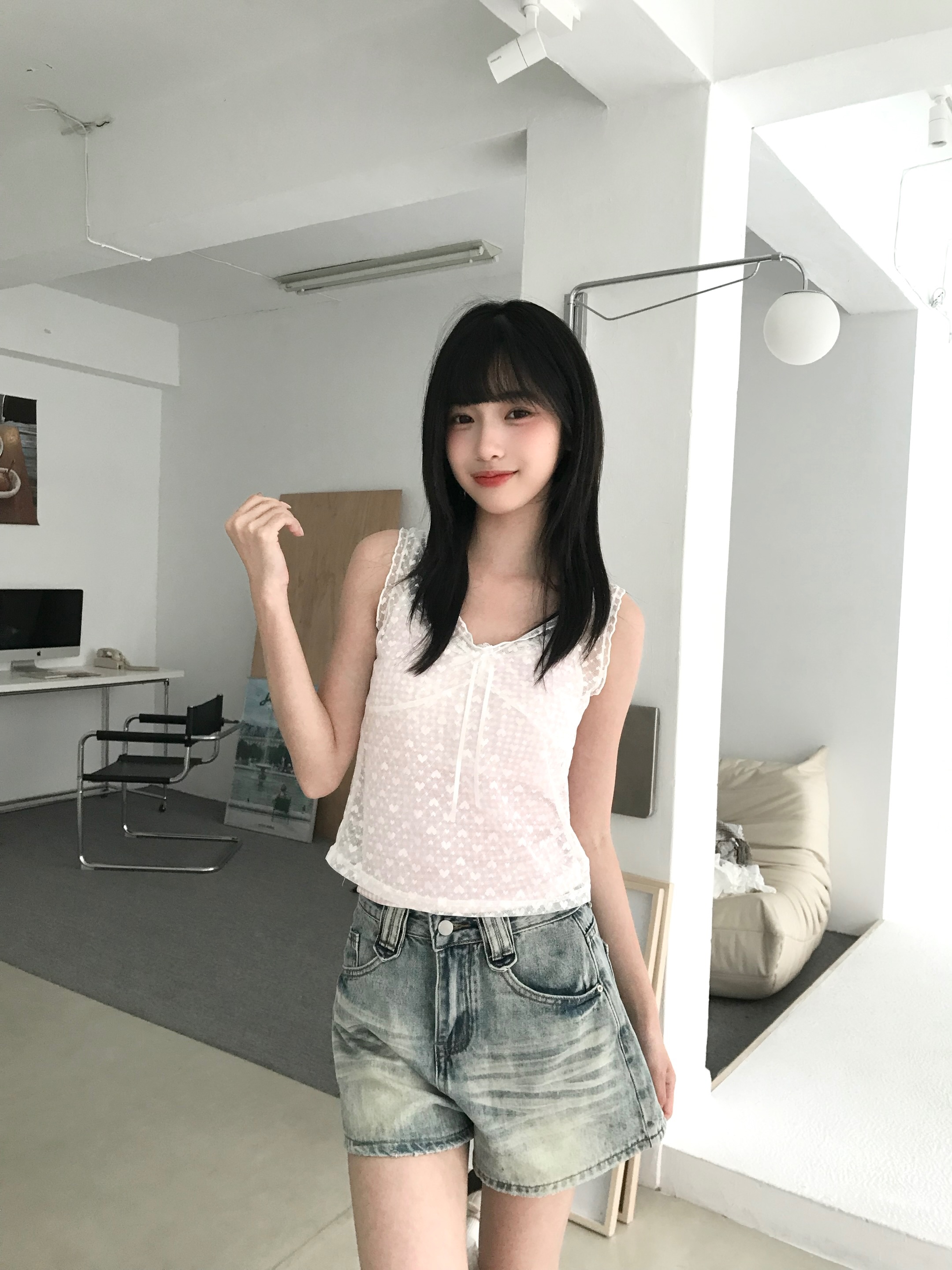 𝑷𝒐𝒏𝒚𝒐 超值🩵愛心蕾絲格子背心兩件式