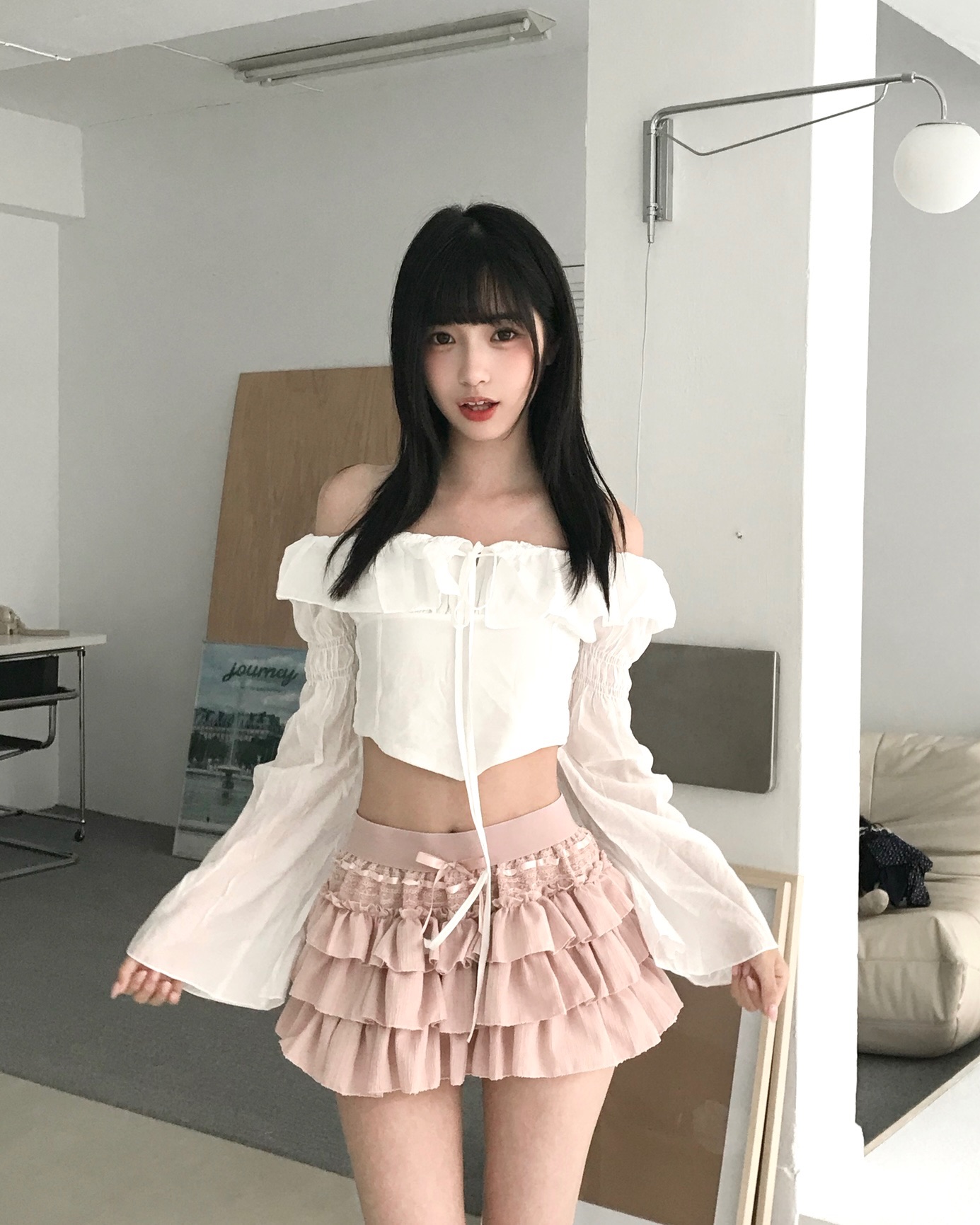 𝑷𝒐𝒏𝒚𝒐 超仙🧚‍♀️一字領喇叭袖短版上衣