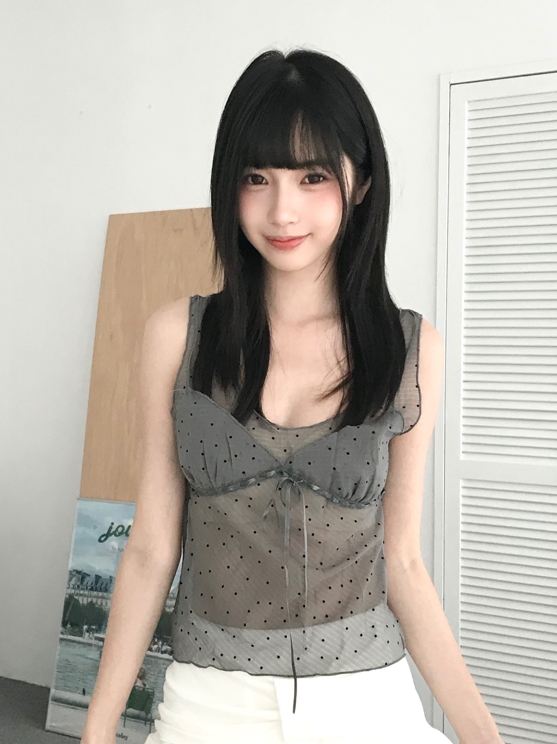 𝑷𝒐𝒏𝒚𝒐 韓女🤍假兩件波點網紗背心